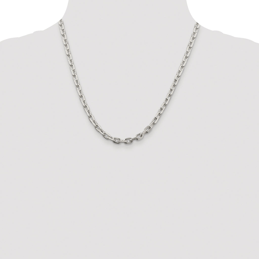 Sterling Silver Rhodium-plated 5.4mm Beveled Oval Cable Chain