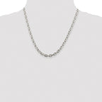 Sterling Silver Rhodium-plated 5.4mm Beveled Oval Cable Chain