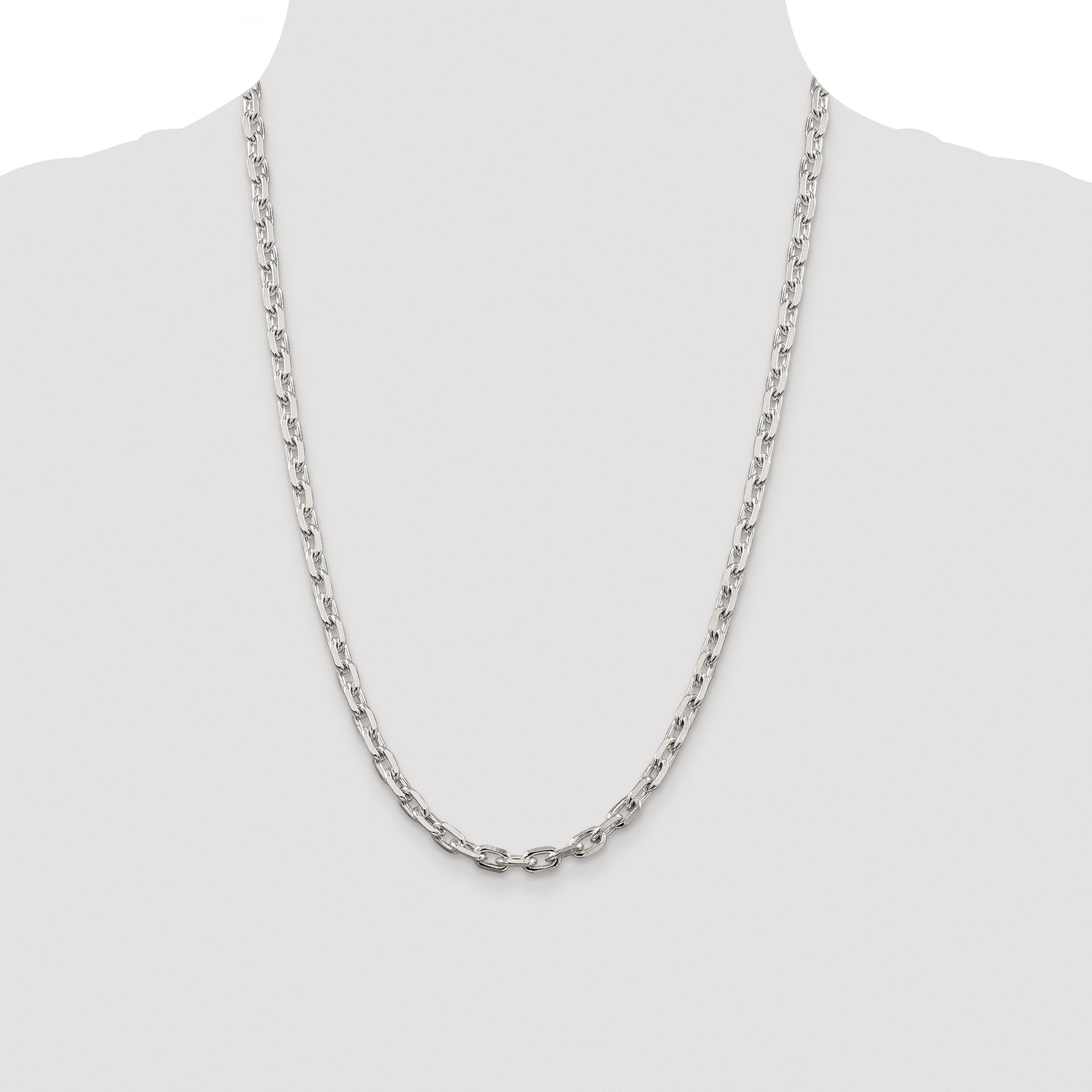 Sterling Silver Rhodium-plated 5.4mm Beveled Oval Cable Chain