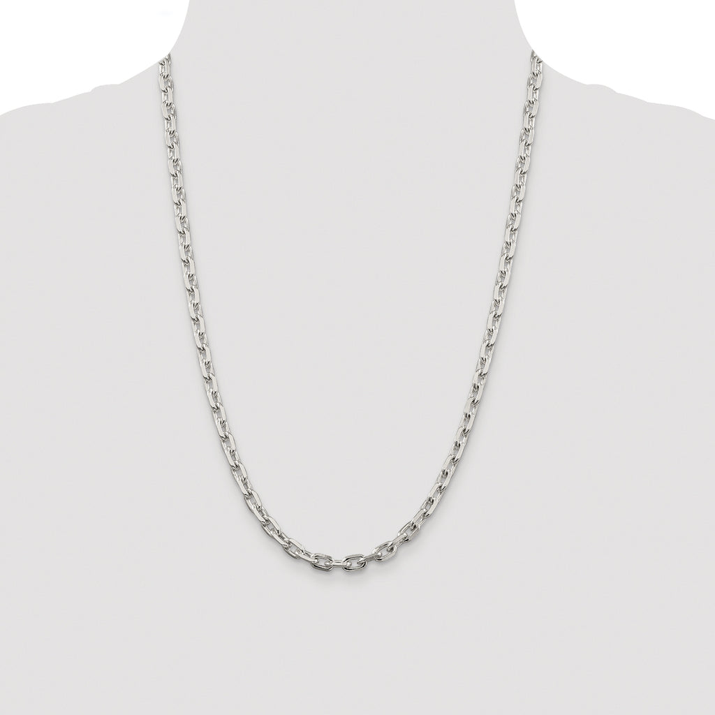 Sterling Silver Rhodium-plated 5.4mm Beveled Oval Cable Chain