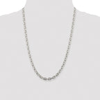 Sterling Silver Rhodium-plated 5.4mm Beveled Oval Cable Chain