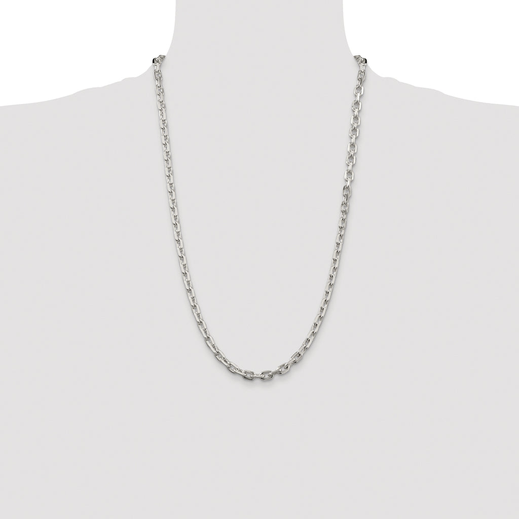 Sterling Silver Rhodium-plated 5.4mm Beveled Oval Cable Chain