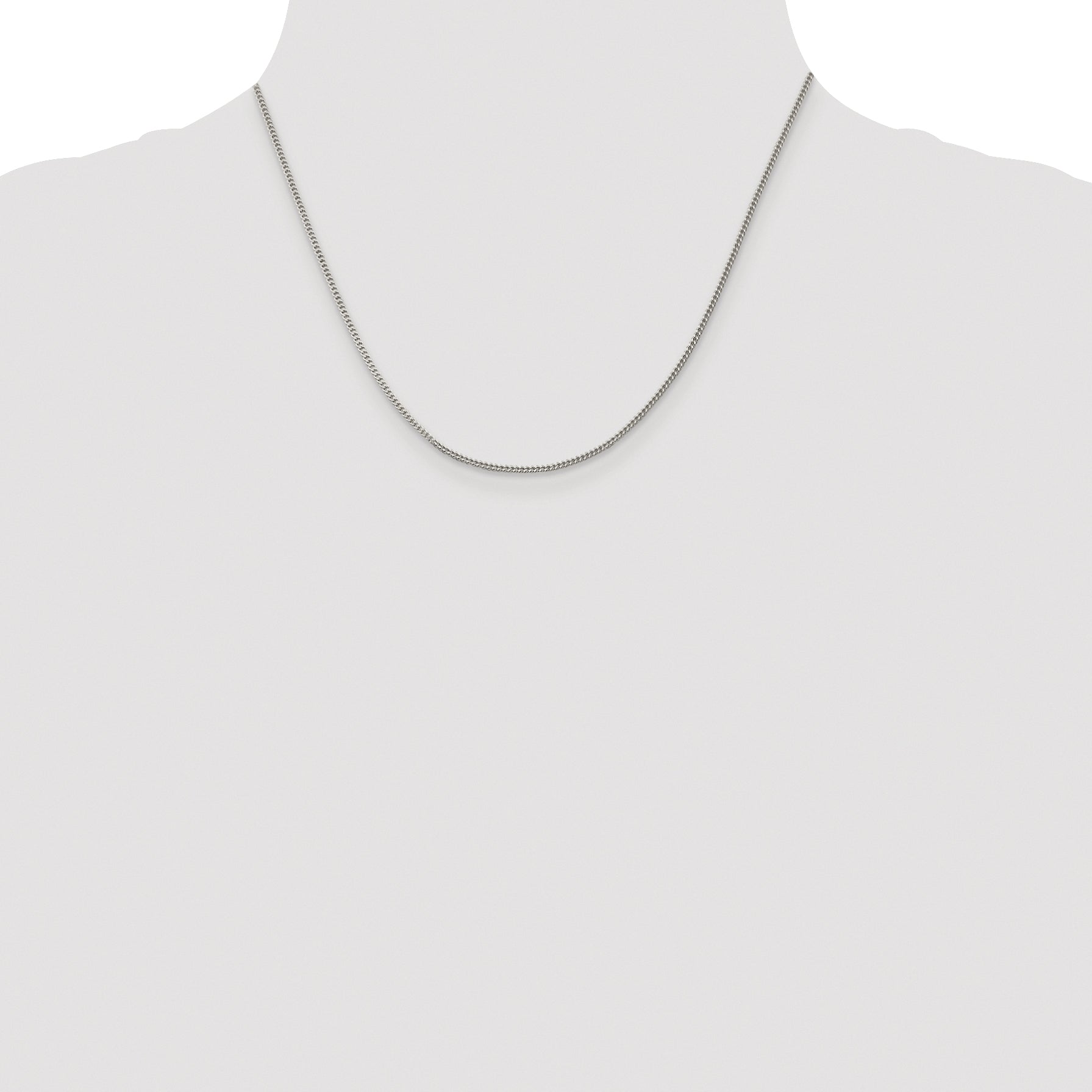 Sterling Silver Rhodium-plated 1.5mm Curb Chain