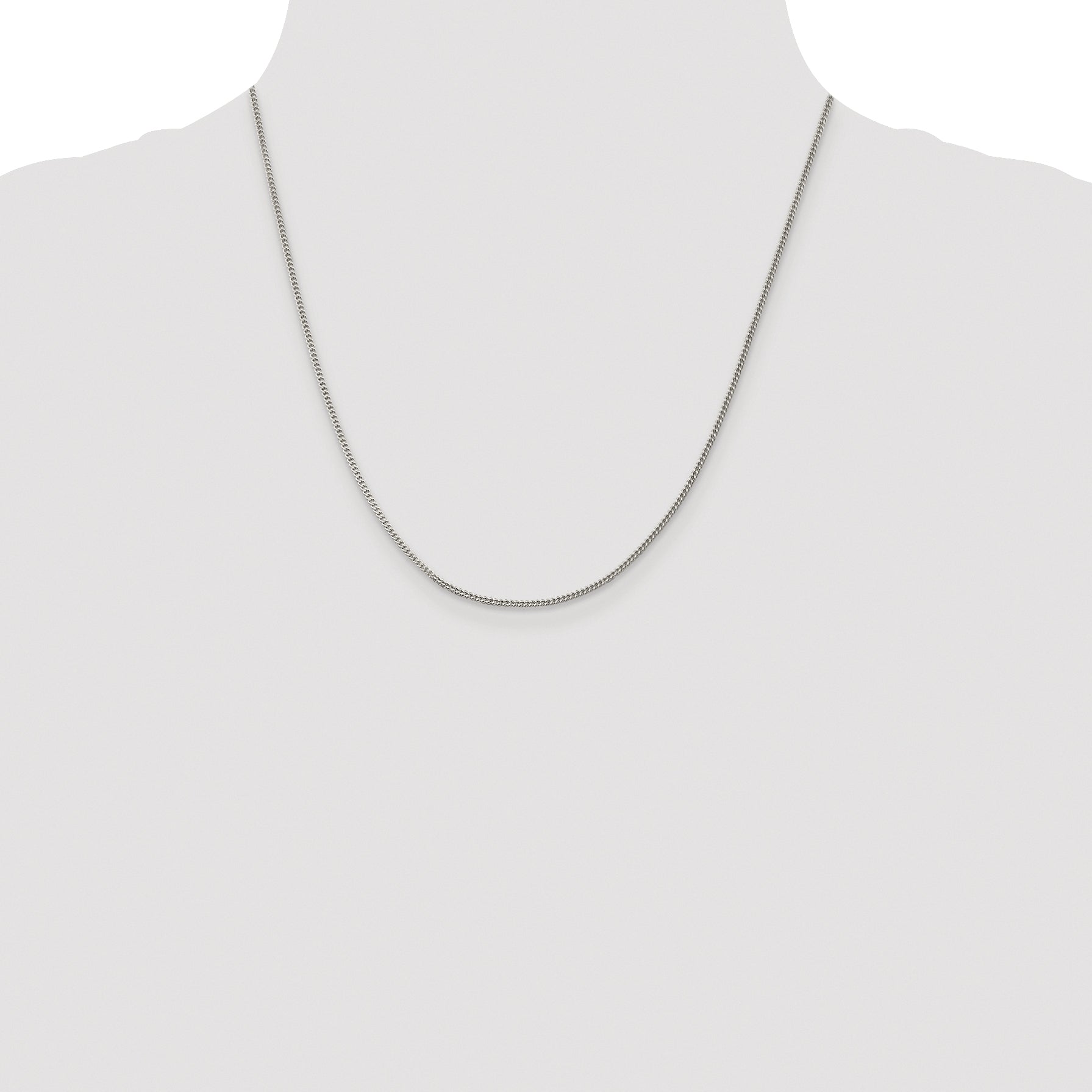 Sterling Silver Rhodium-plated 1.5mm Curb Chain
