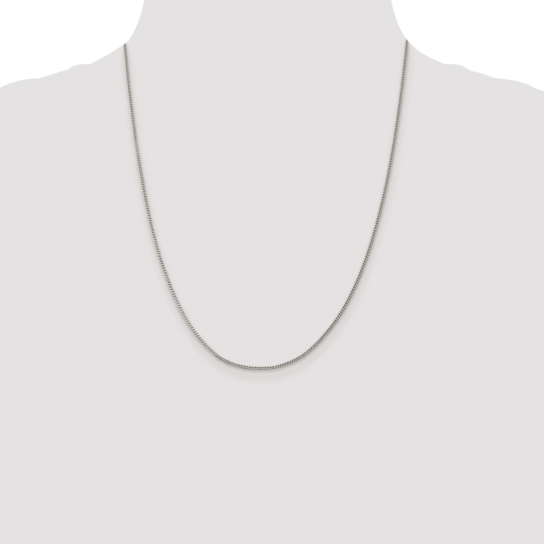 Sterling Silver Rhodium-plated 1.5mm Curb Chain