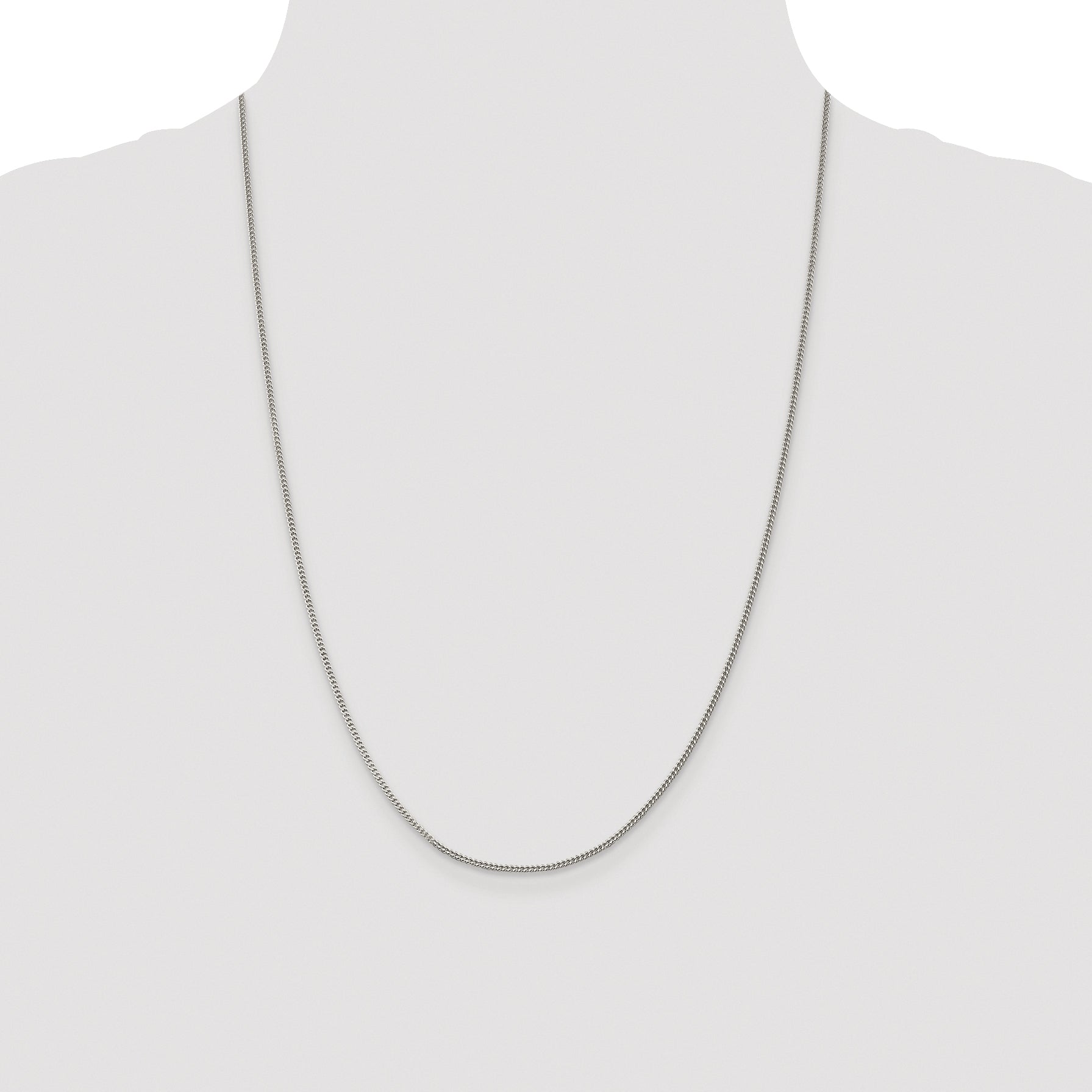 Sterling Silver Rhodium-plated 1.5mm Curb Chain