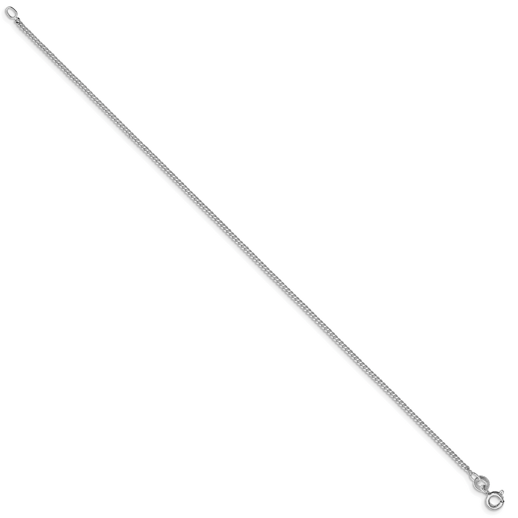 Sterling Silver Rhodium-plated 1.5mm Curb Chain Anklet