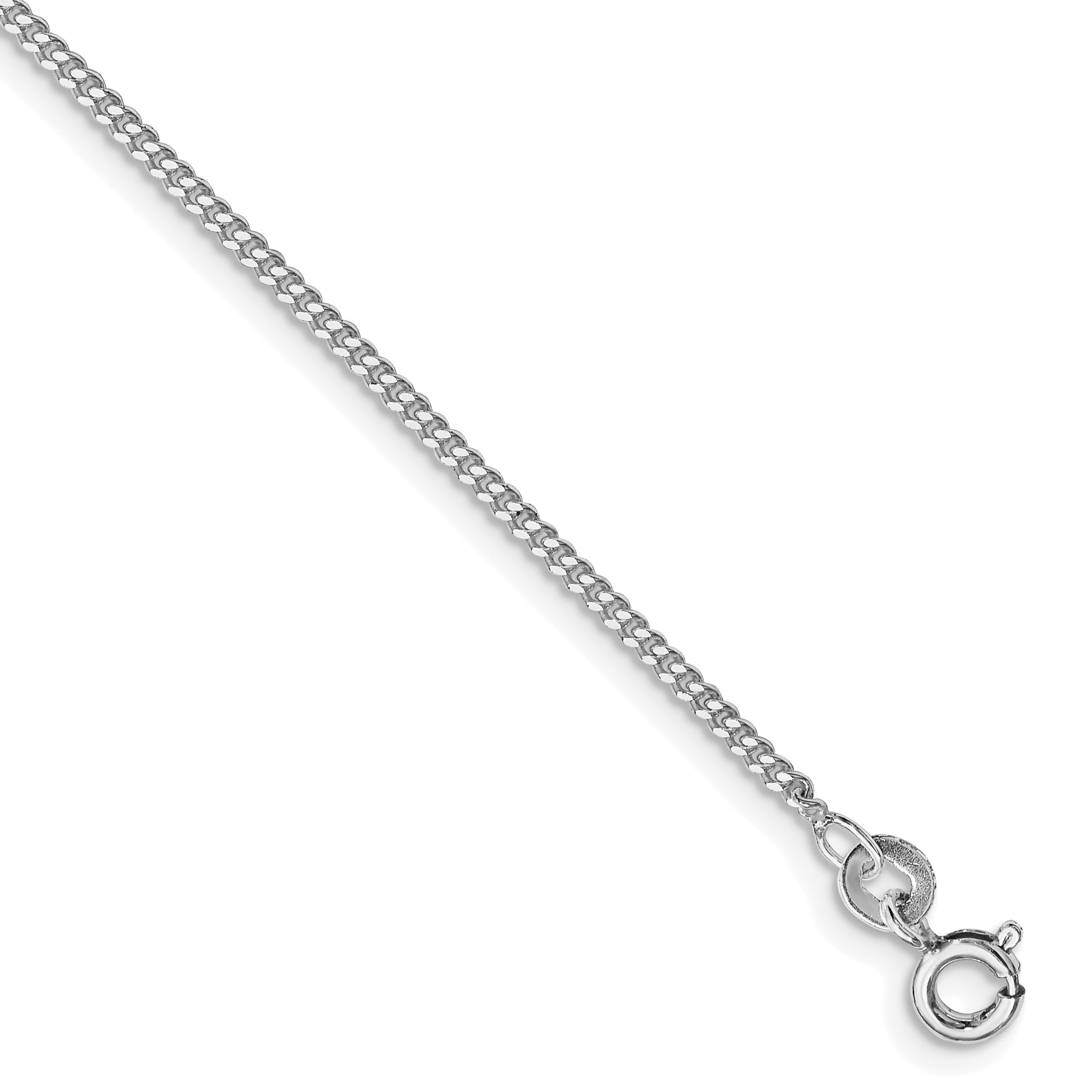 Sterling Silver Rhodium-plated 1.5mm Curb Chain Anklet Main image