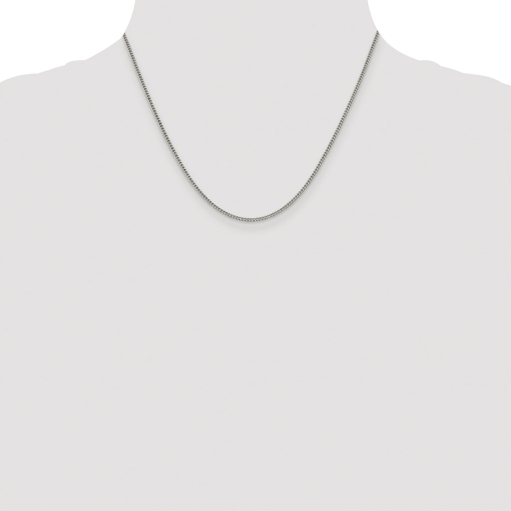 Sterling Silver Rhodium-Plated Curb Chain Necklace 1.75mm