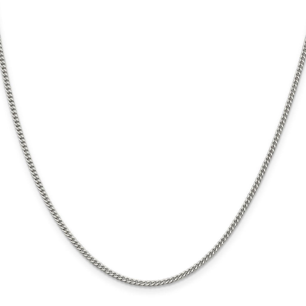 Sterling Silver Rhodium-Plated Curb Chain Necklace 2mm