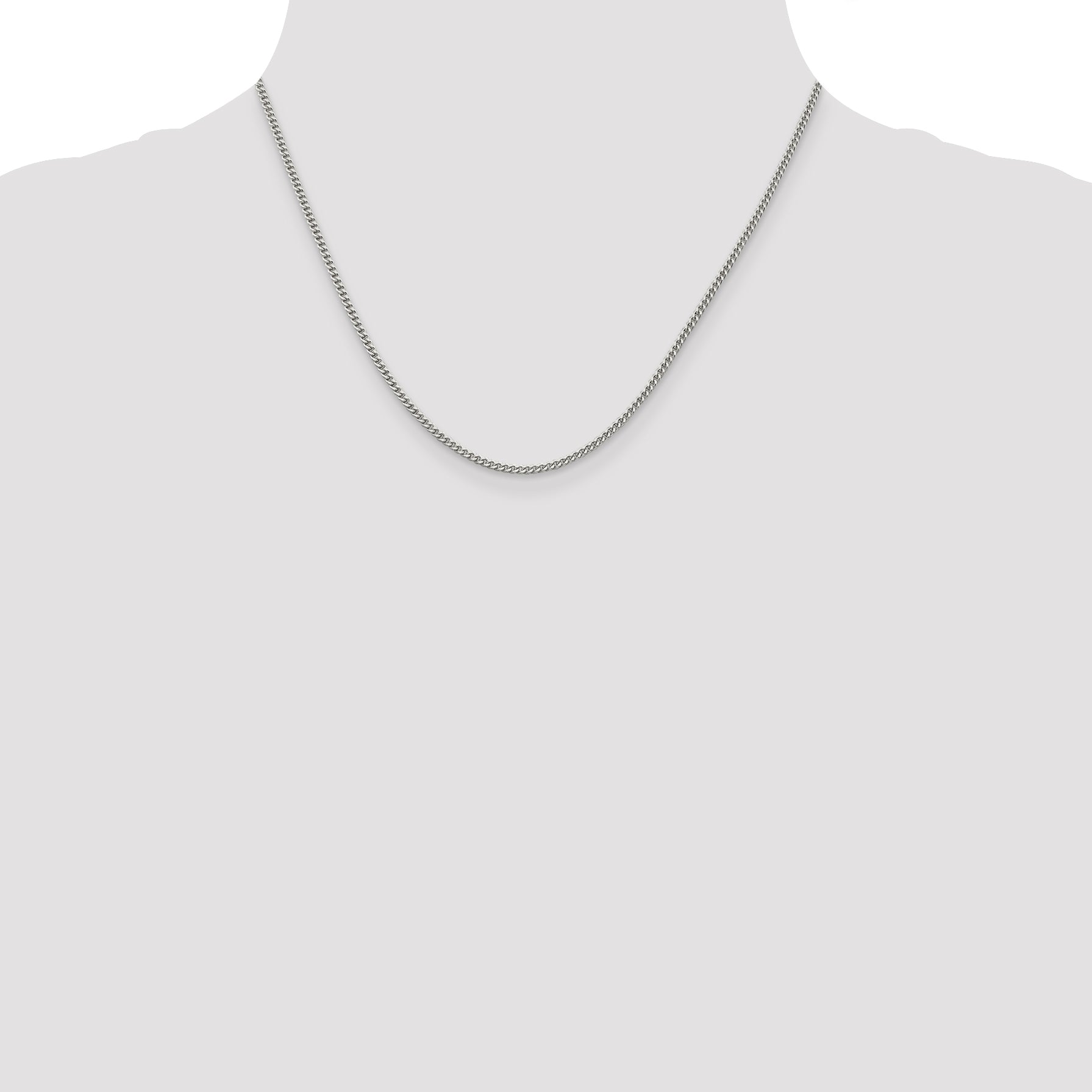 Sterling Silver Rhodium-Plated Curb Chain Necklace 2mm