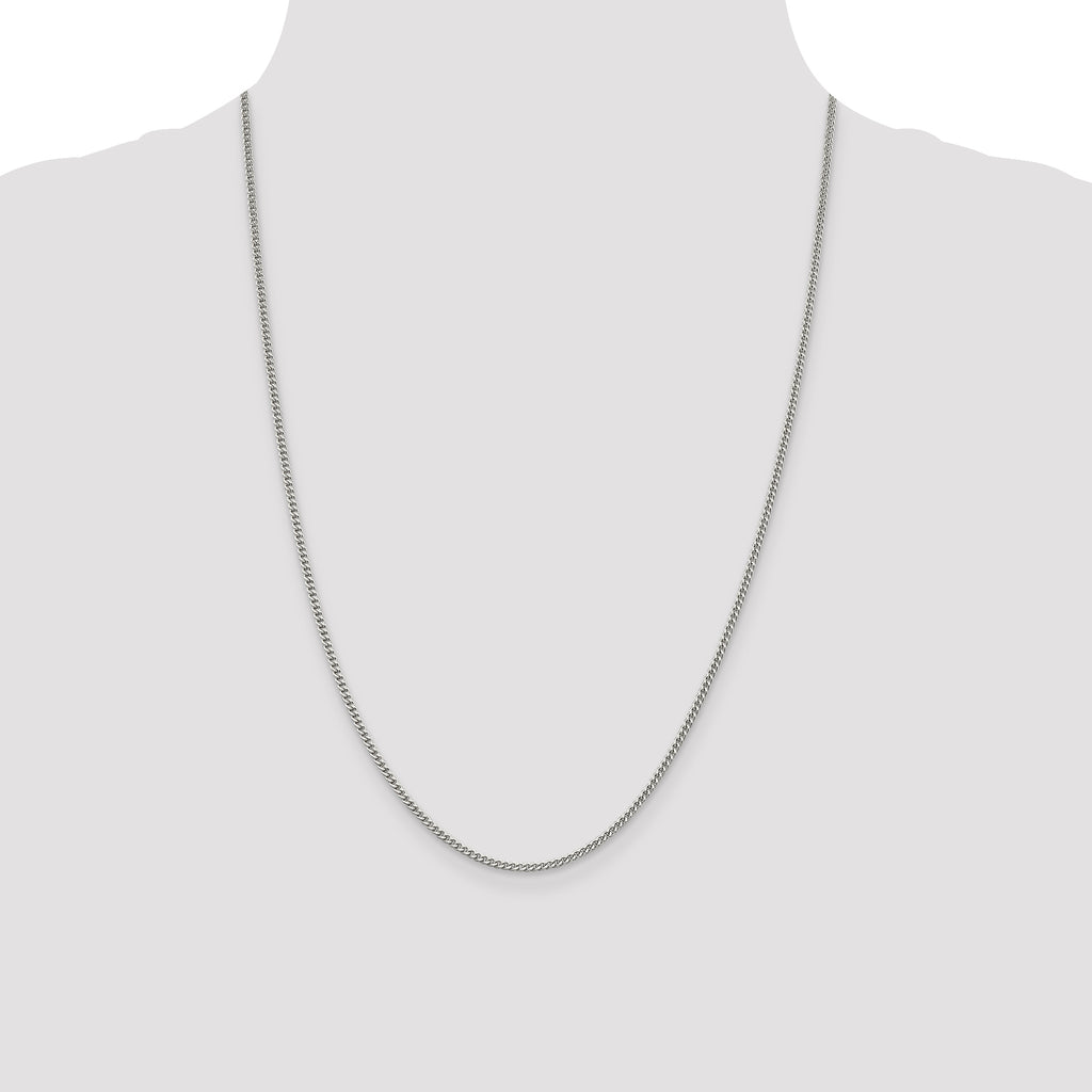 Sterling Silver Rhodium-plated 2mm Curb Chain