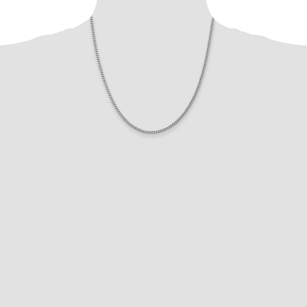 Sterling Silver Rhodium-Plated Curb Chain Necklace 3mm