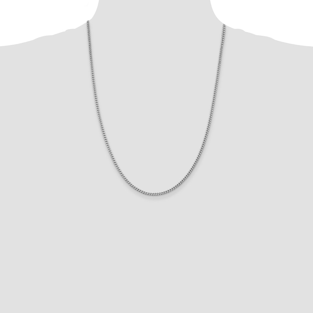 Sterling Silver Rhodium-plated 3mm Curb Chain