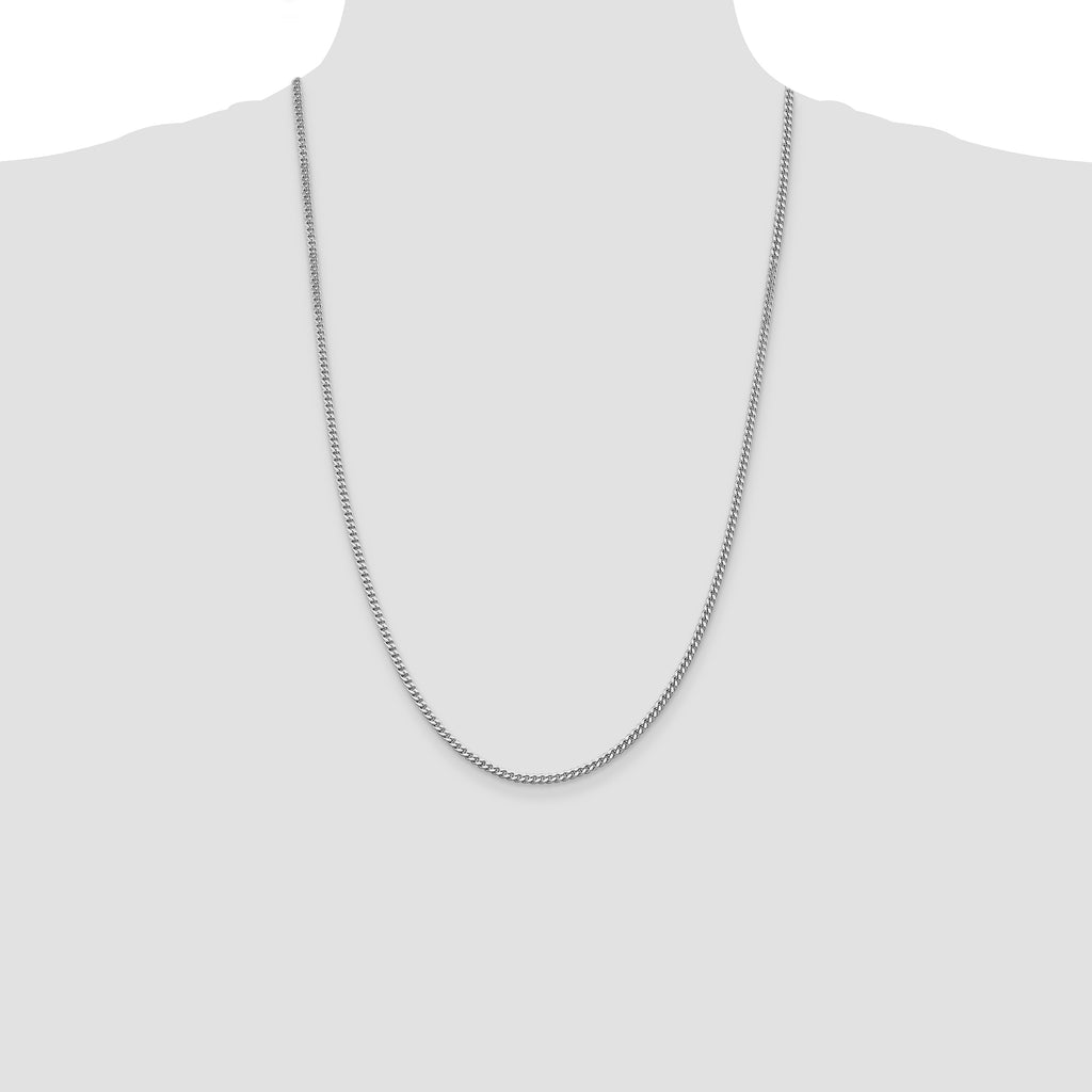 Sterling Silver Rhodium-plated 3mm Curb Chain