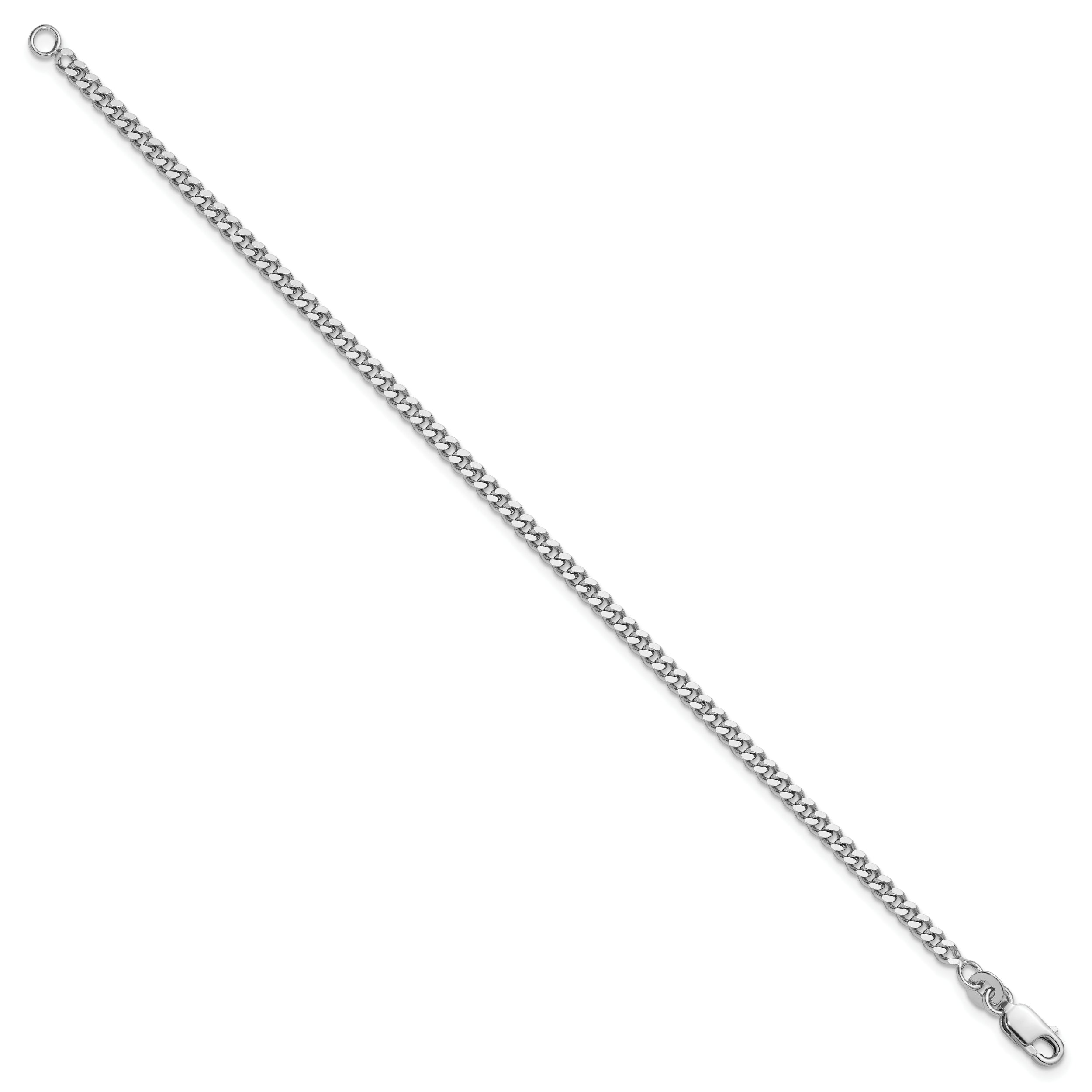 Sterling Silver Rhodium-plated 3mm Curb Chain
