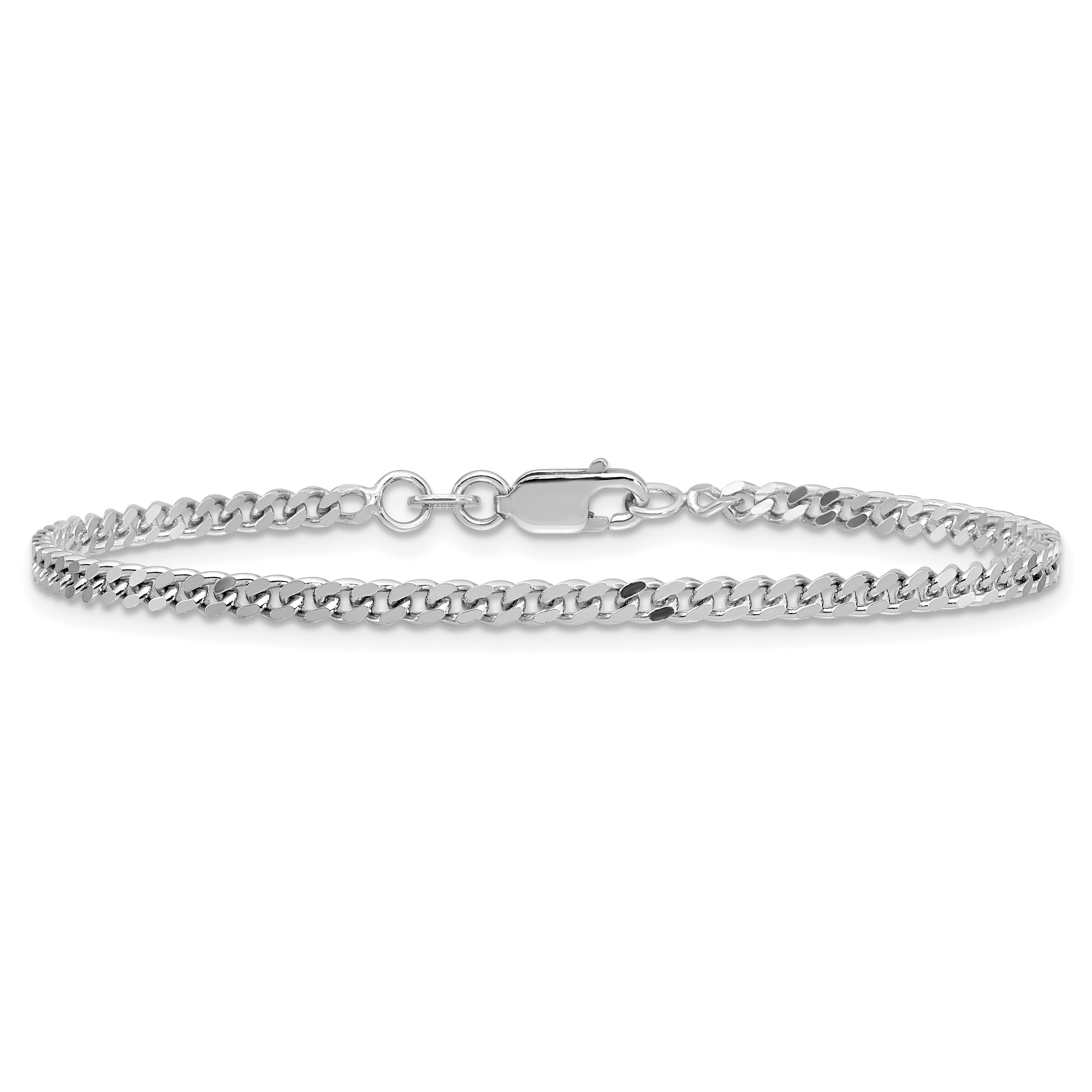 Sterling Silver Rhodium-plated 3mm Curb Chain