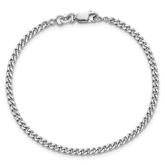 Sterling Silver Rhodium-plated 3mm Curb Chain
