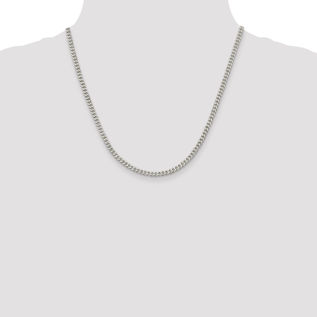 Sterling Silver Rhodium-plated 3.5mm Curb Chain