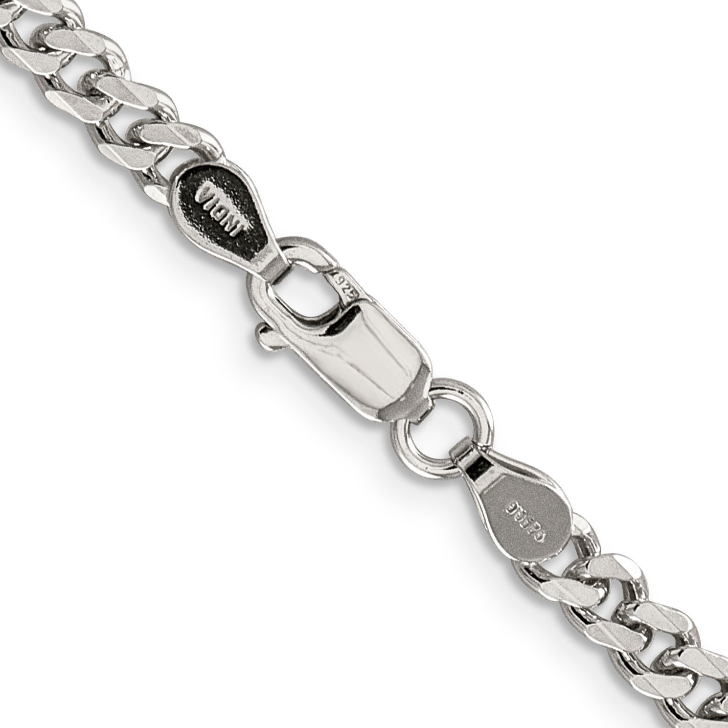 Sterling Silver Rhodium-plated 4.5mm Curb Chain