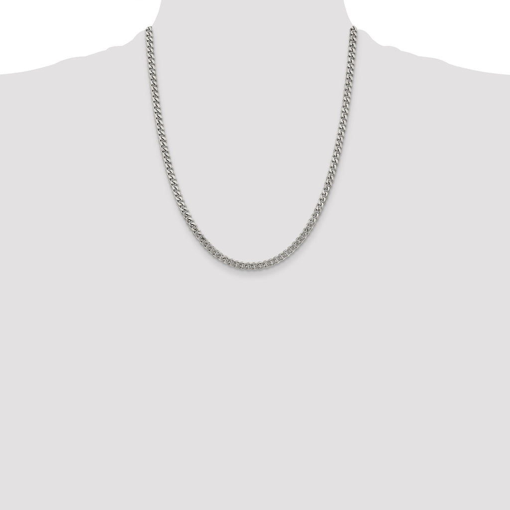 Sterling Silver Rhodium-plated 4.5mm Curb Chain