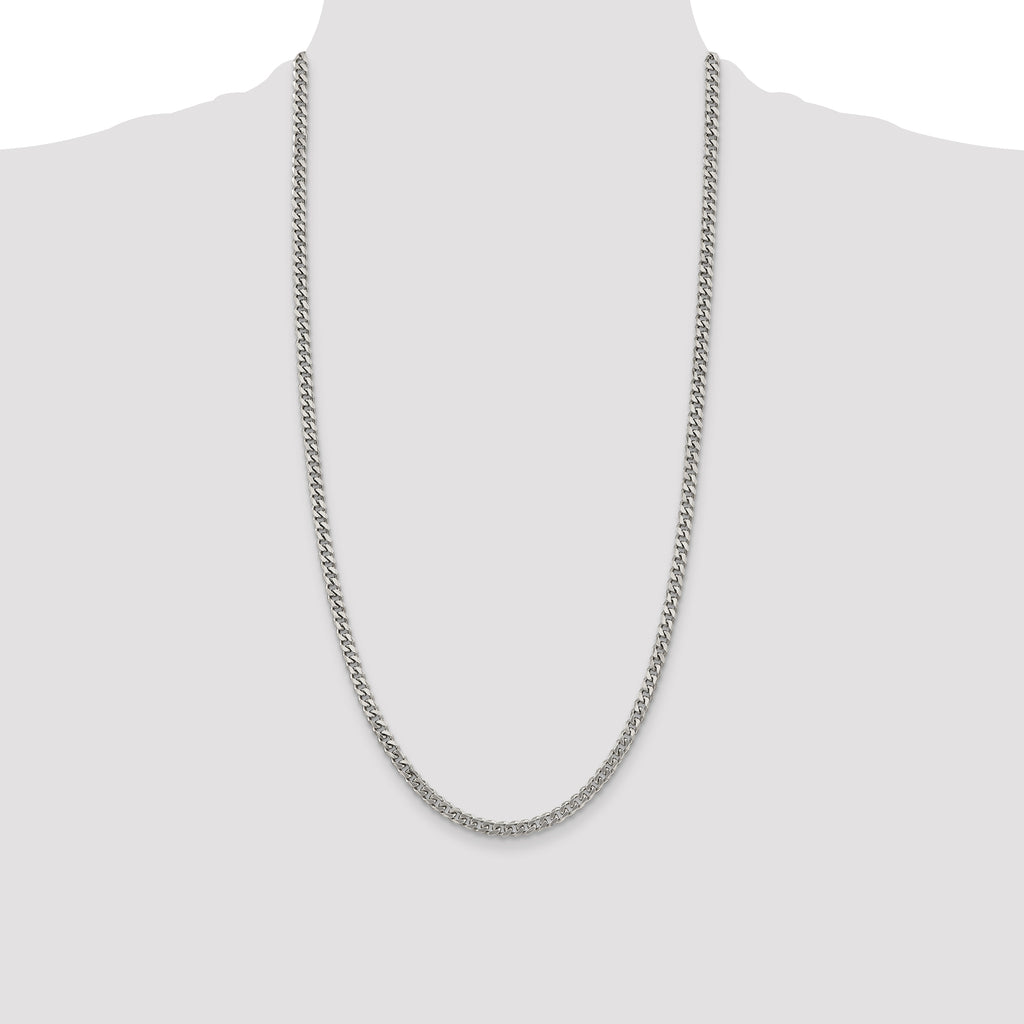 Sterling Silver Rhodium-plated 4.5mm Curb Chain