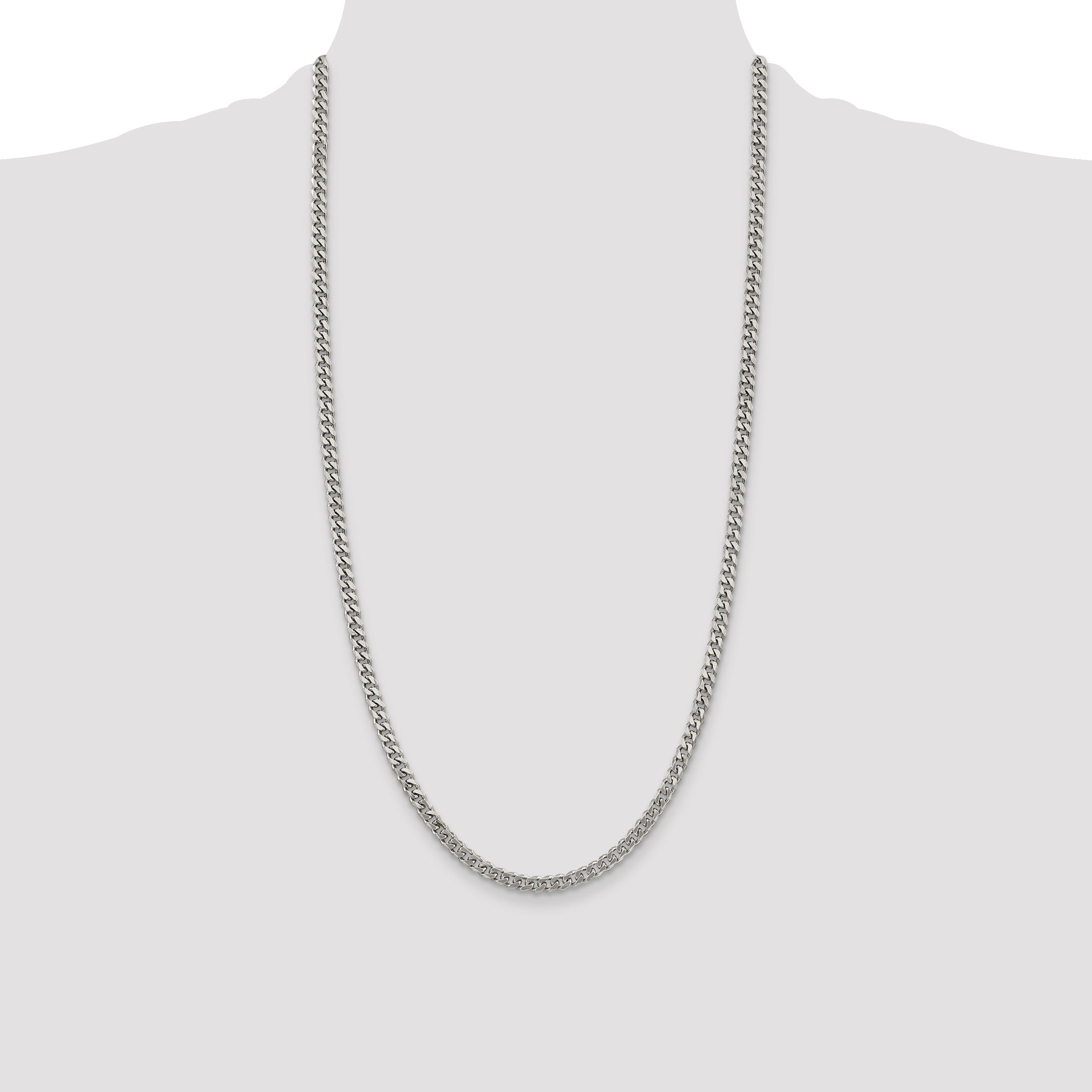 Sterling Silver Rhodium-plated 4.5mm Curb Chain