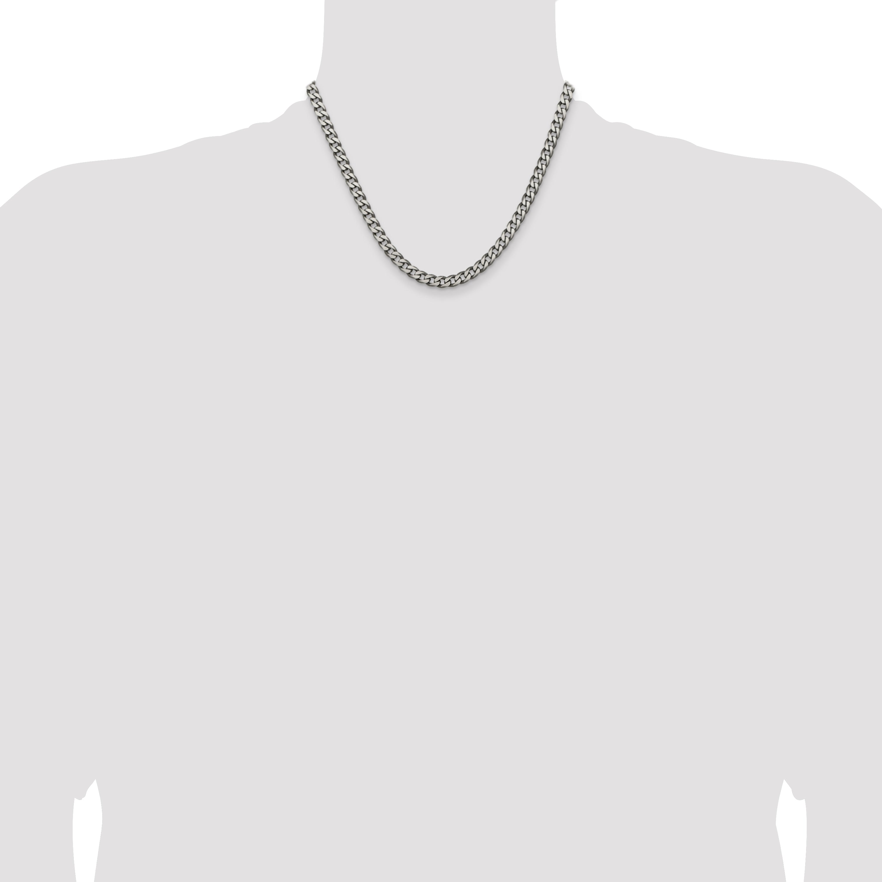 Sterling Silver Antiqued 6.0mm Curb Chain