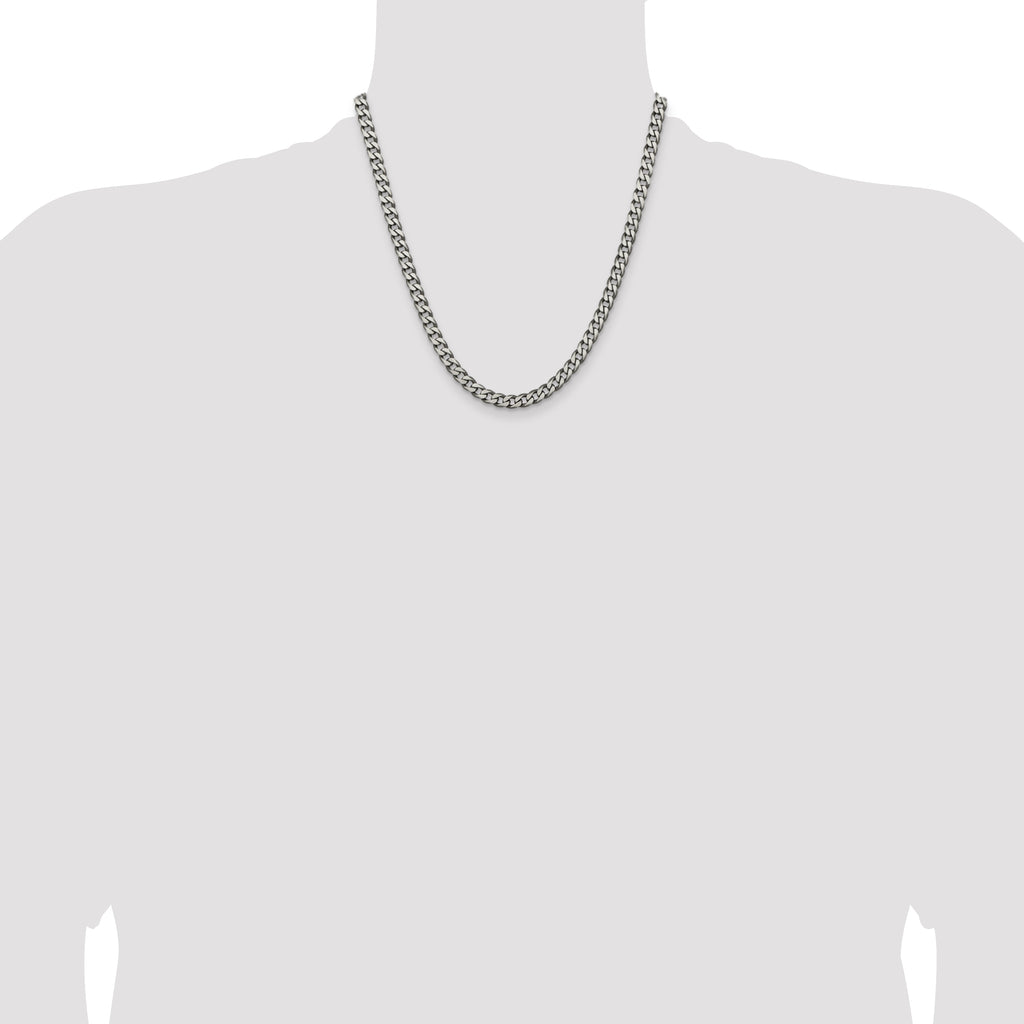 Sterling Silver Antiqued 6.0mm Curb Chain