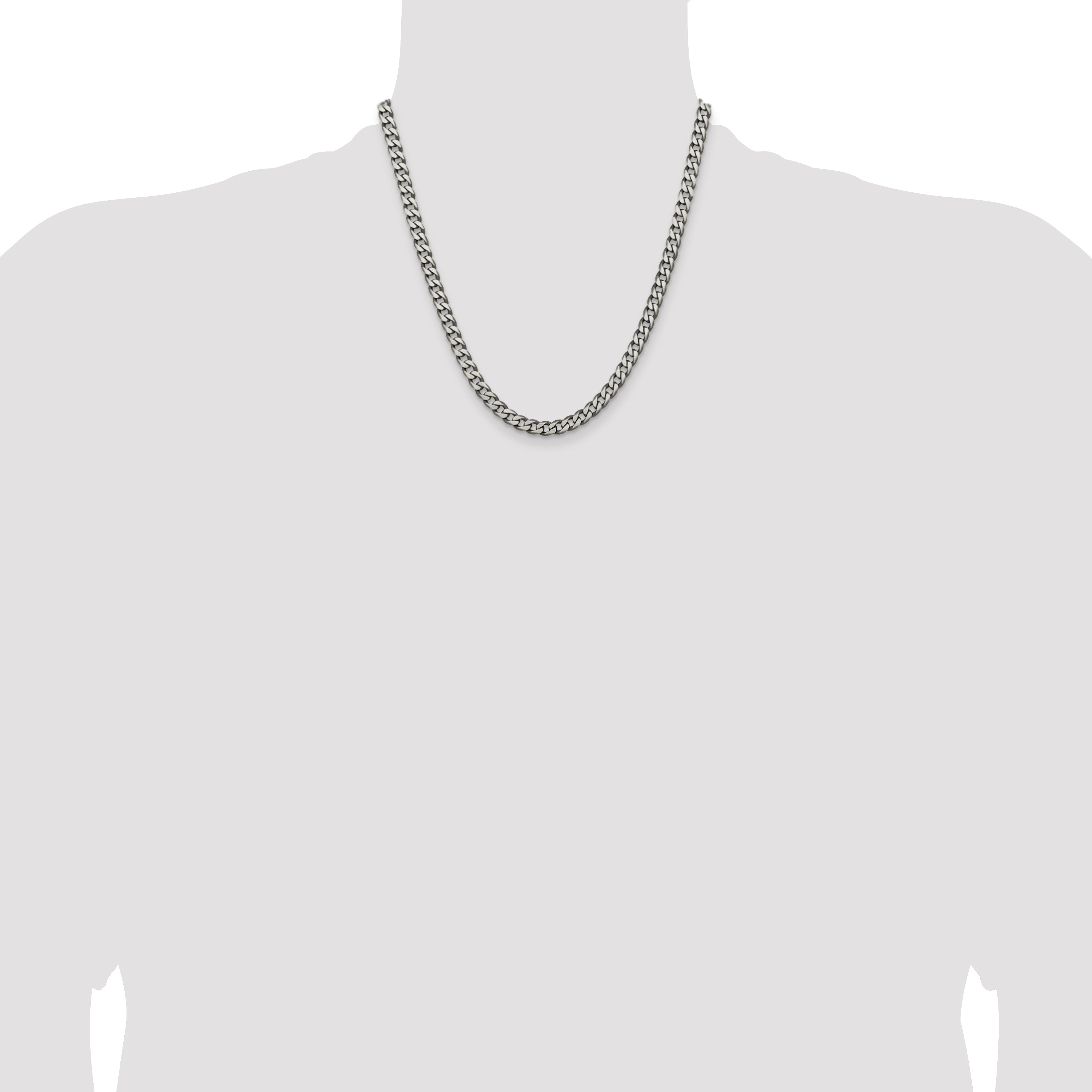 Sterling Silver Antiqued 6.0mm Curb Chain