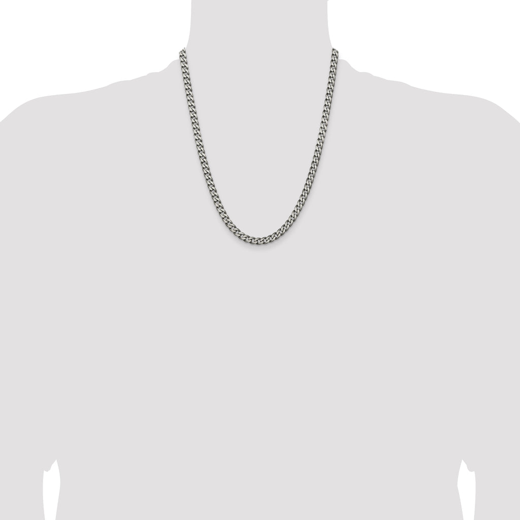 Sterling Silver Antiqued 6.0mm Curb Chain