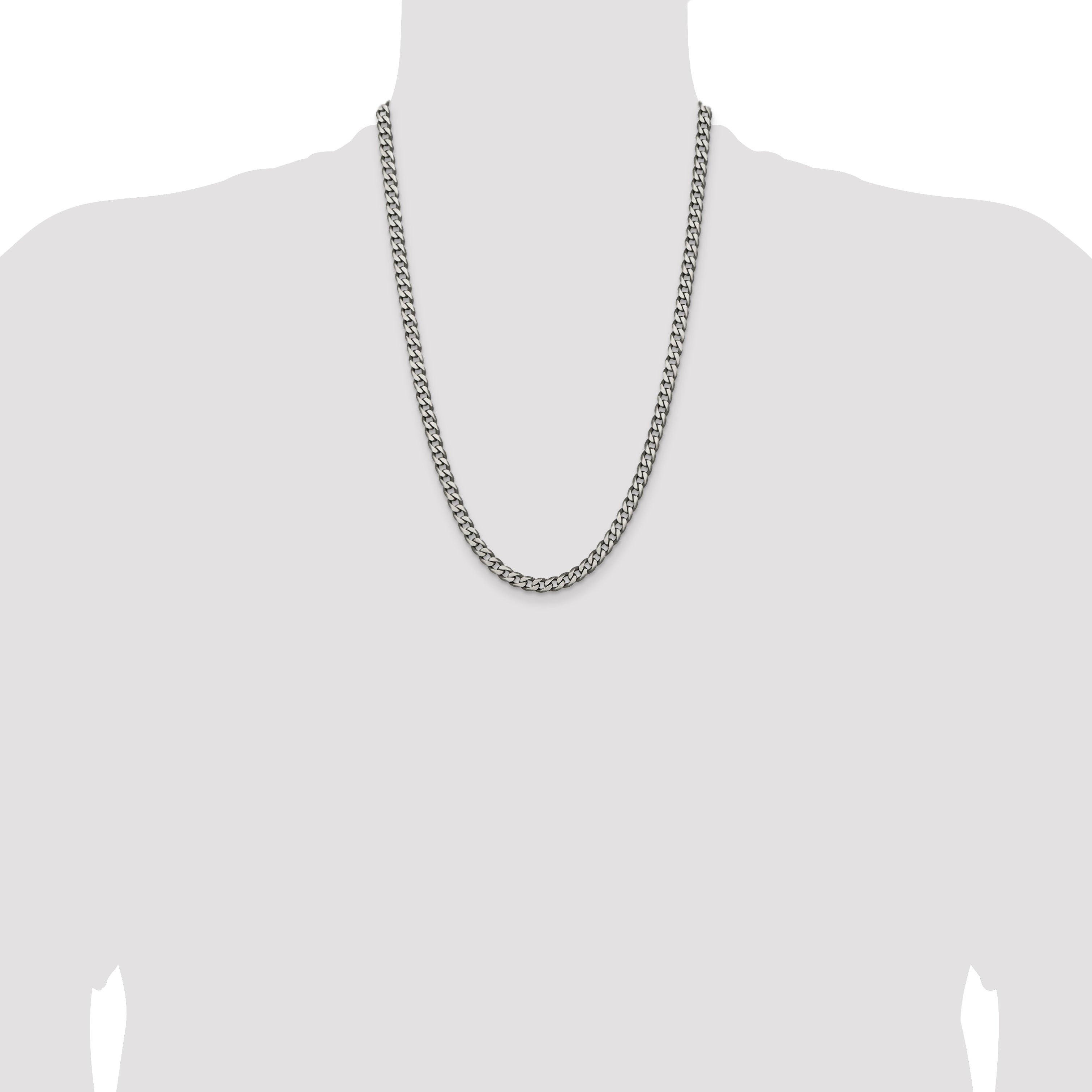 Sterling Silver Antiqued 6.0mm Curb Chain