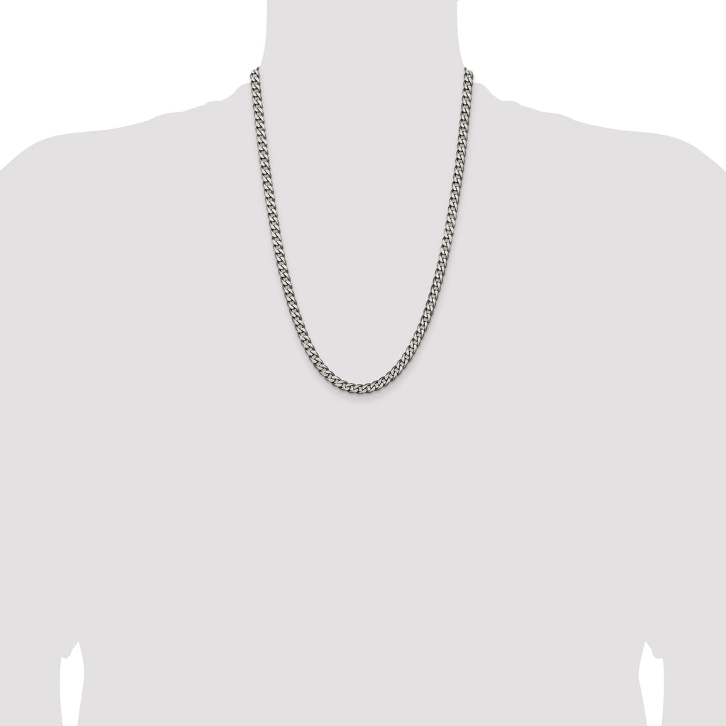 Sterling Silver Antiqued 6.0mm Curb Chain
