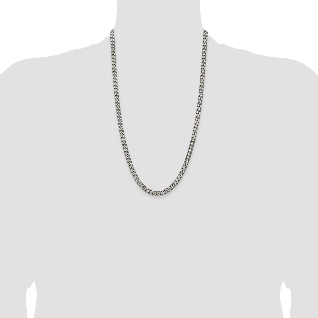 Sterling Silver Antiqued 6.0mm Curb Chain