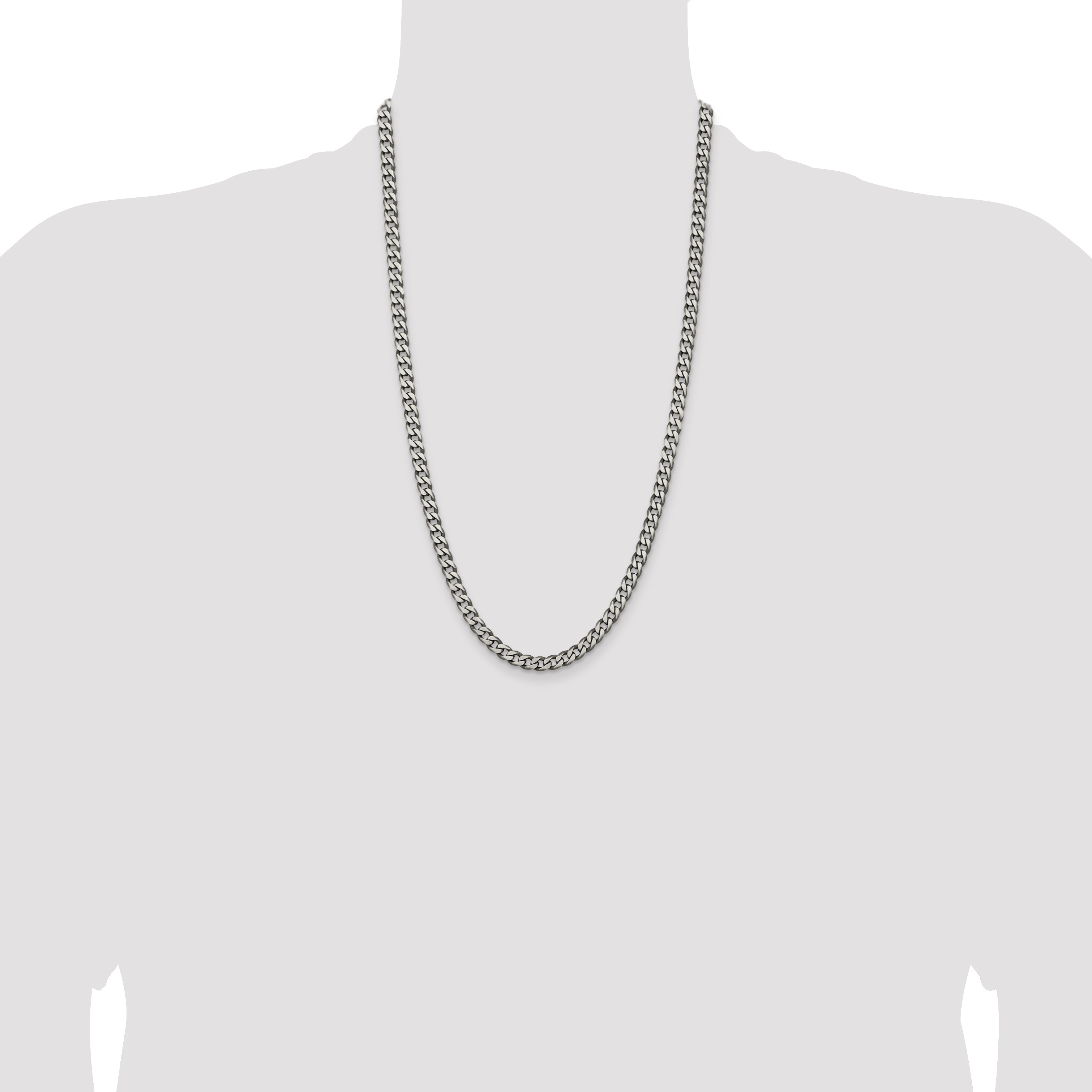 Sterling Silver Antiqued 6.0mm Curb Chain
