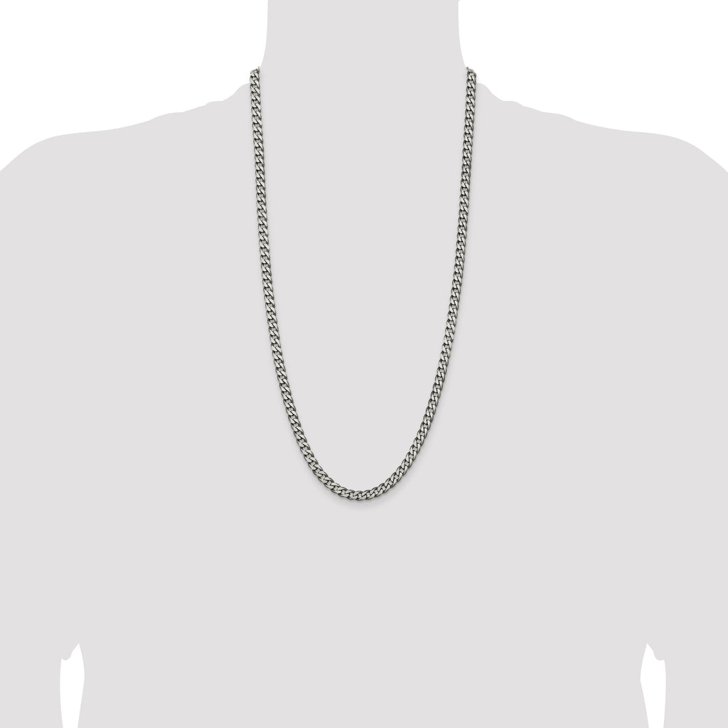 Sterling Silver Antiqued 6.0mm Curb Chain