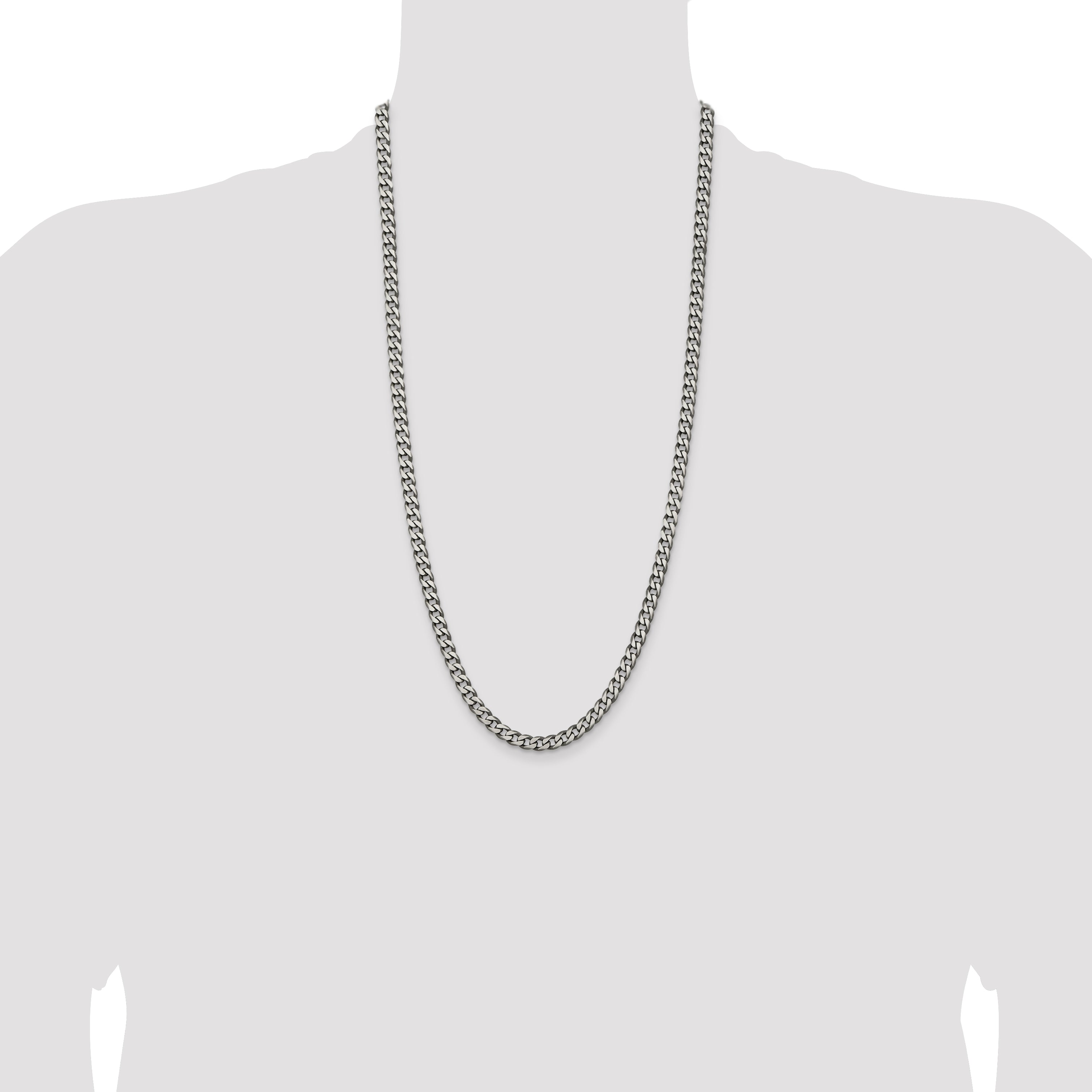 Sterling Silver Antiqued 6.0mm Curb Chain