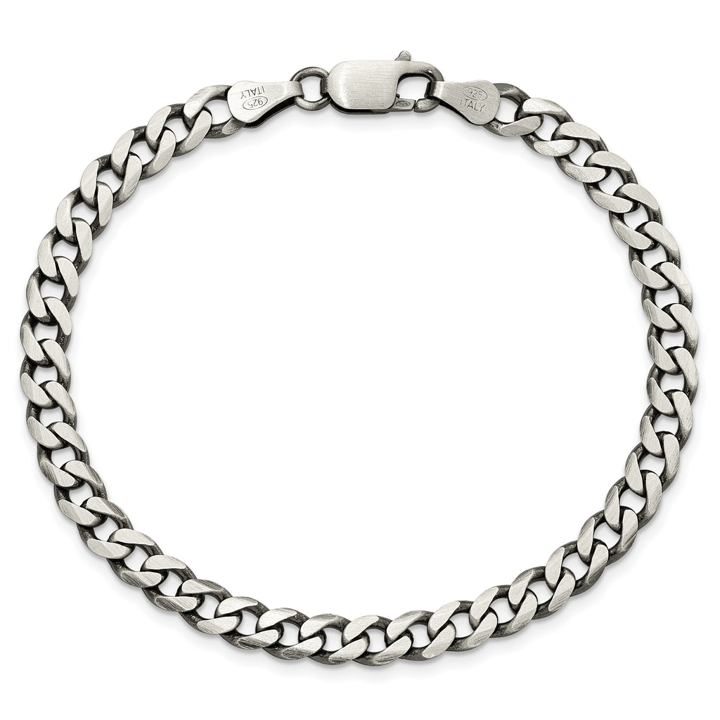 Sterling Silver Antiqued 6.0mm Curb Chain