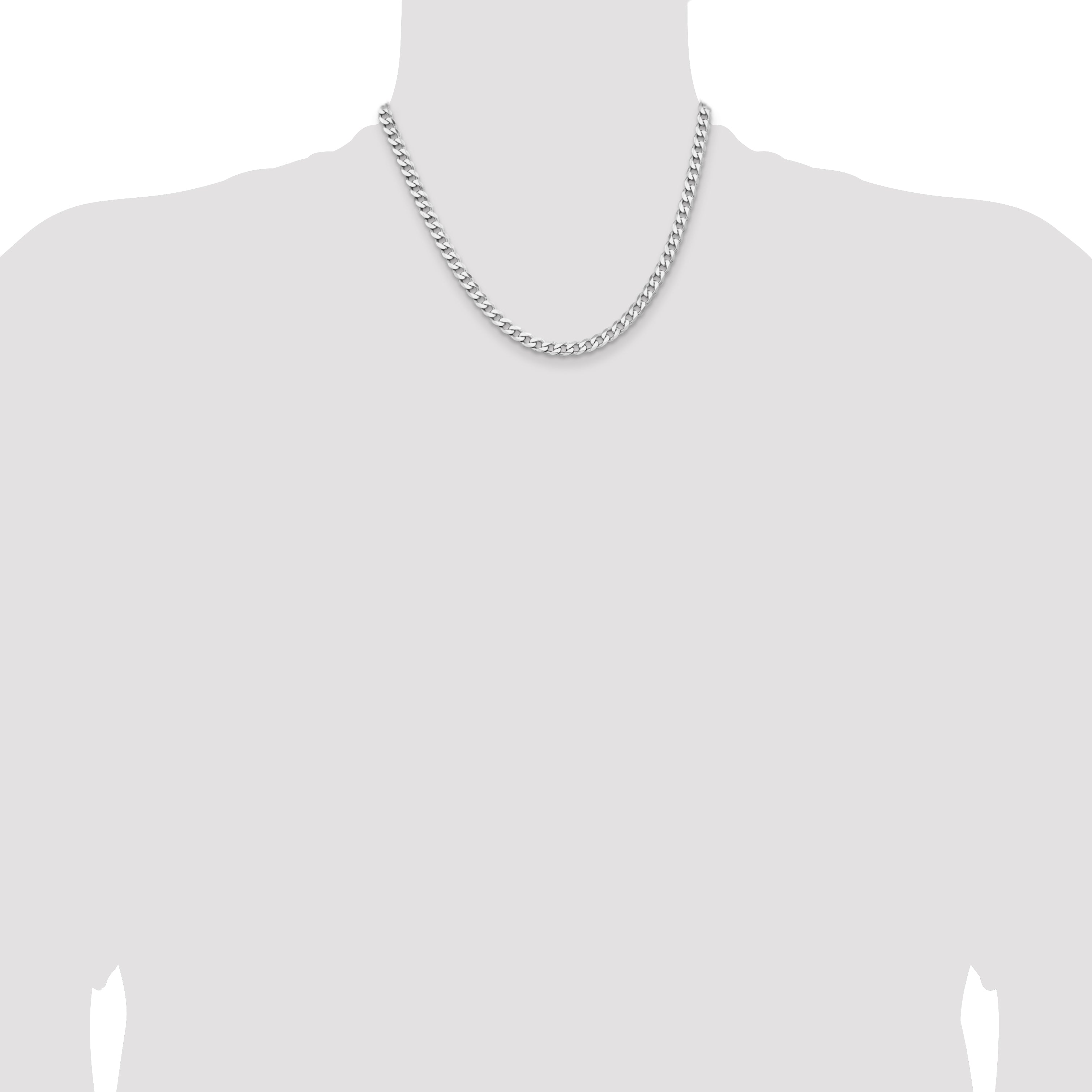 Sterling Silver Rhodium-Plated Curb Chain Necklace 5.7mm