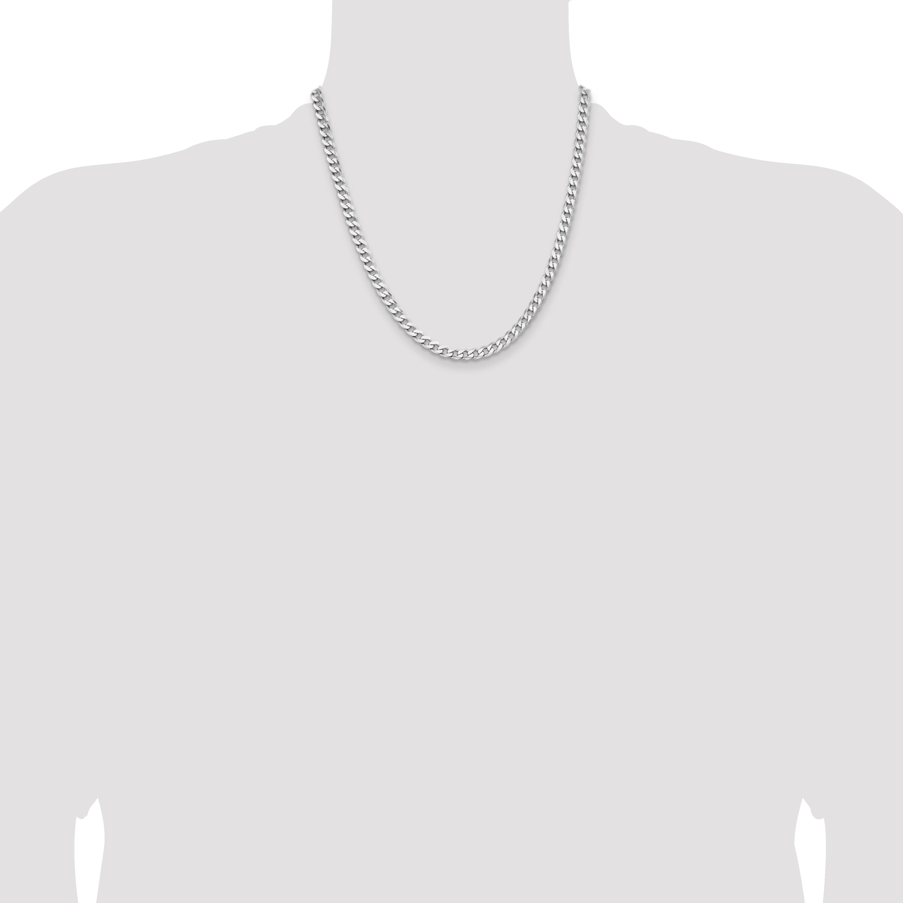 Sterling Silver Rhodium-plated 5.7mm Curb Chain