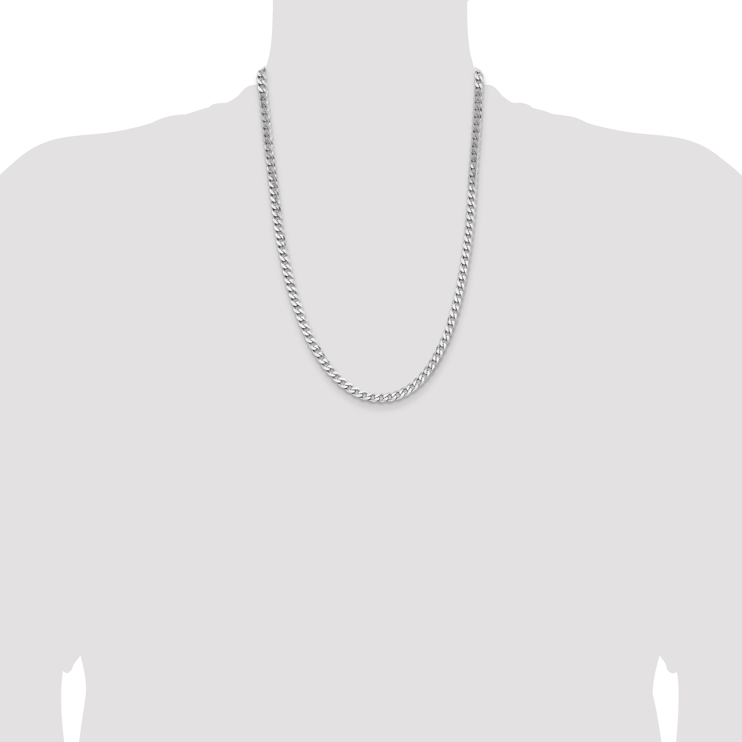 Sterling Silver Rhodium-plated 5.7mm Curb Chain