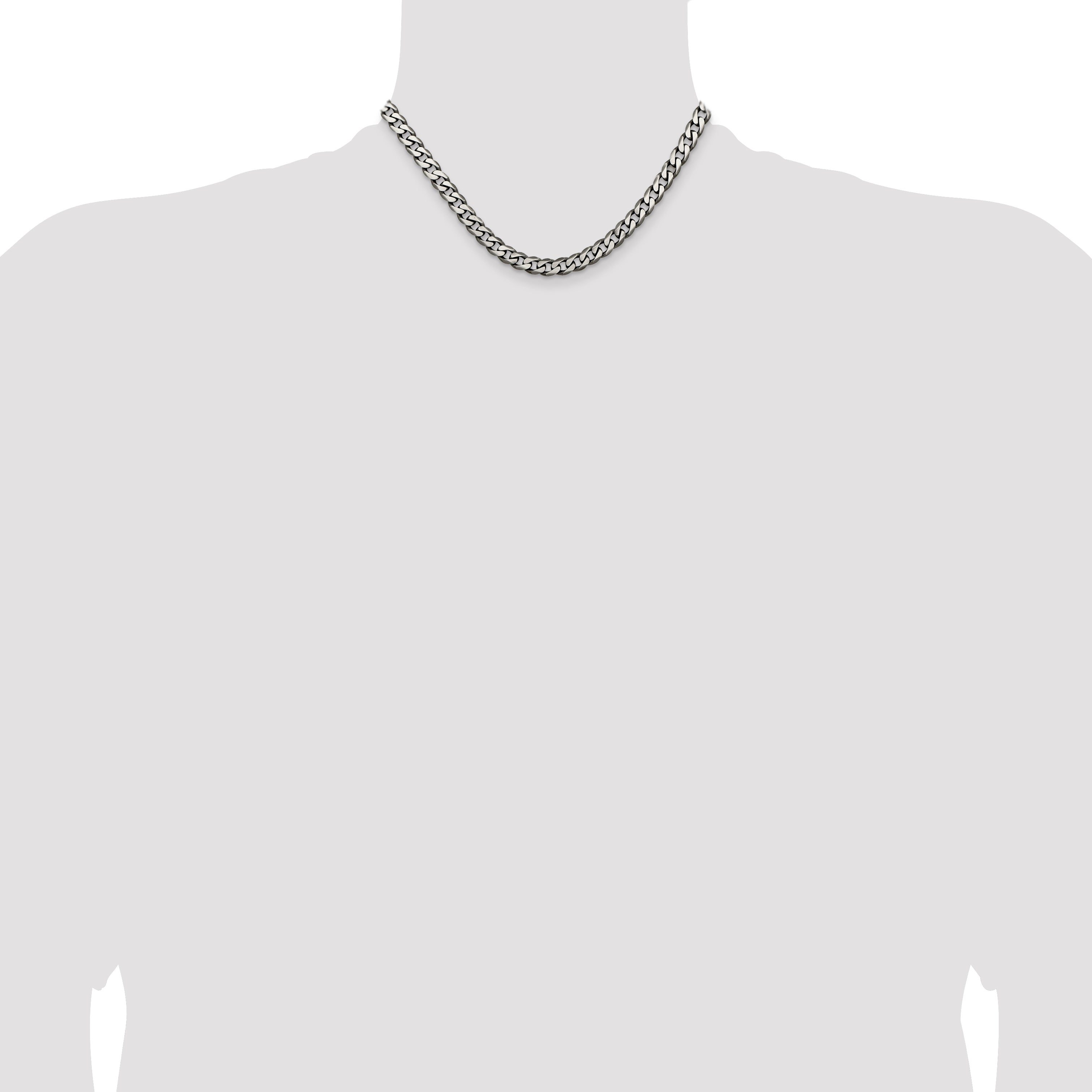 Sterling Silver Antiqued 6.5mm Curb Chain