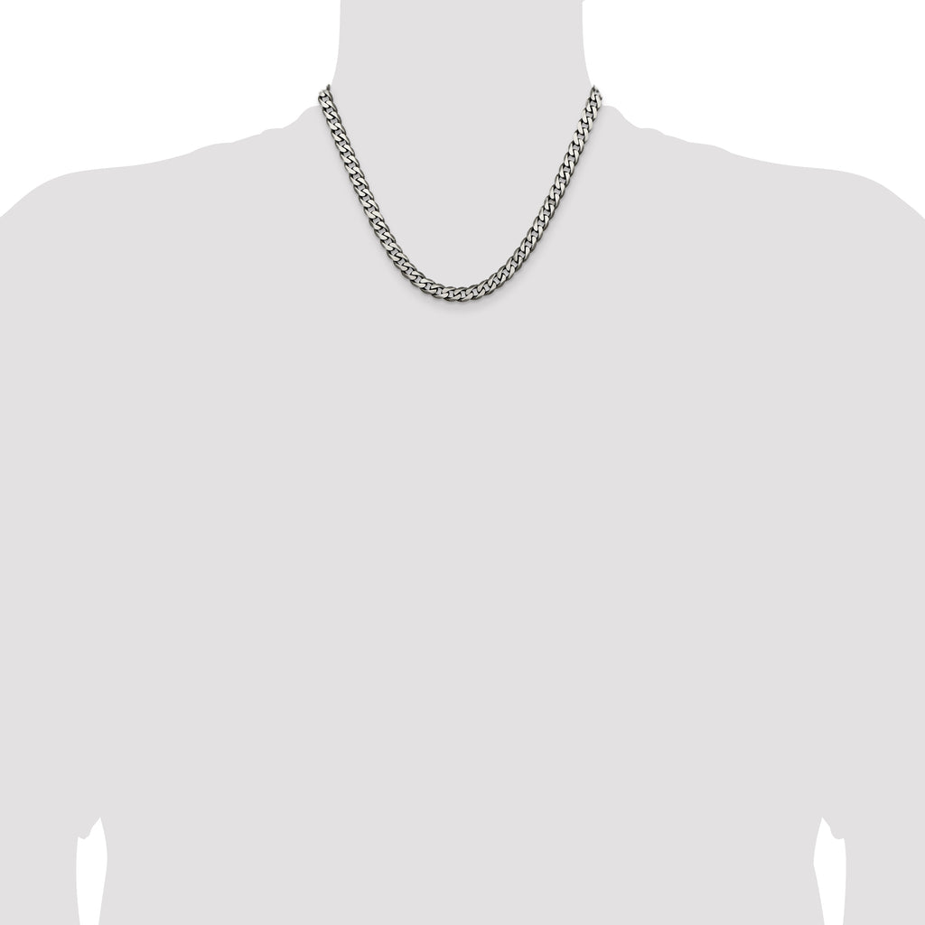 Sterling Silver Antiqued 6.5mm Curb Chain