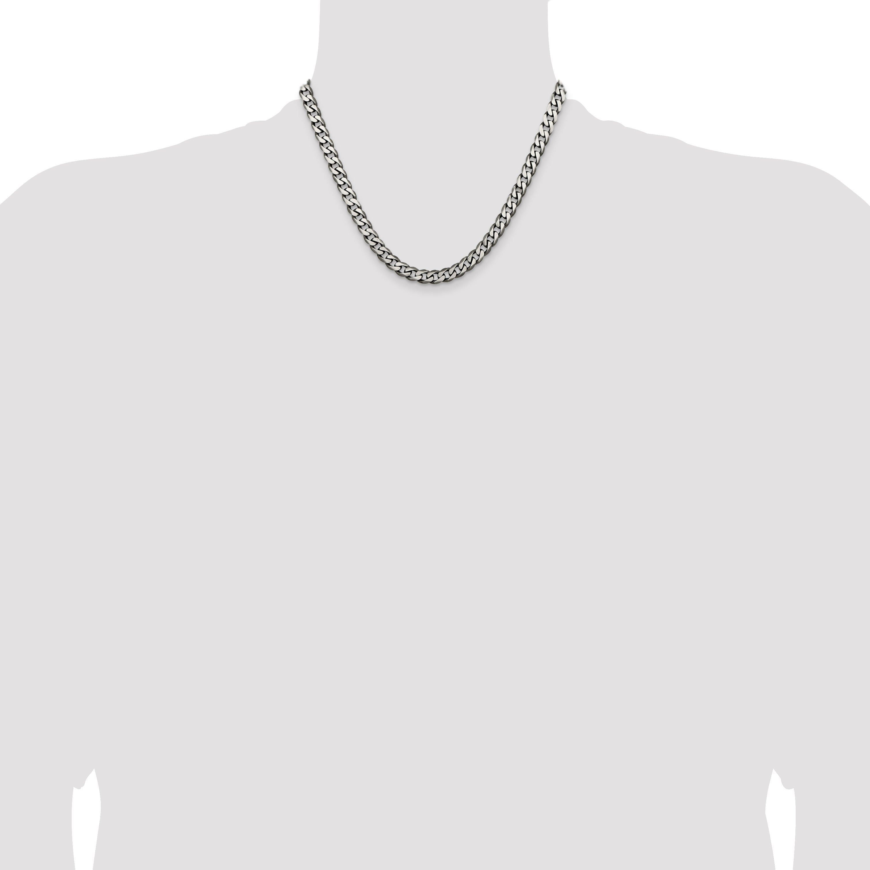 Sterling Silver Antiqued 6.5mm Curb Chain