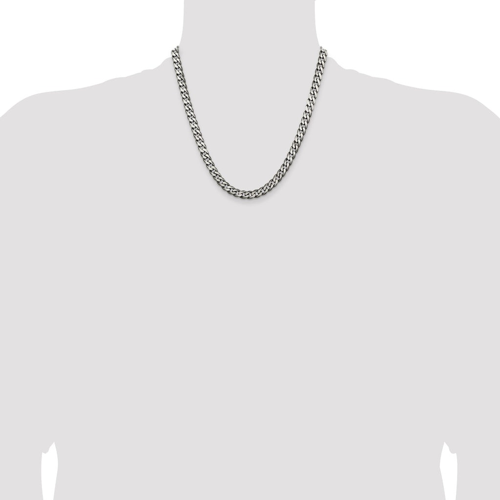 Sterling Silver Antiqued 6.5mm Curb Chain