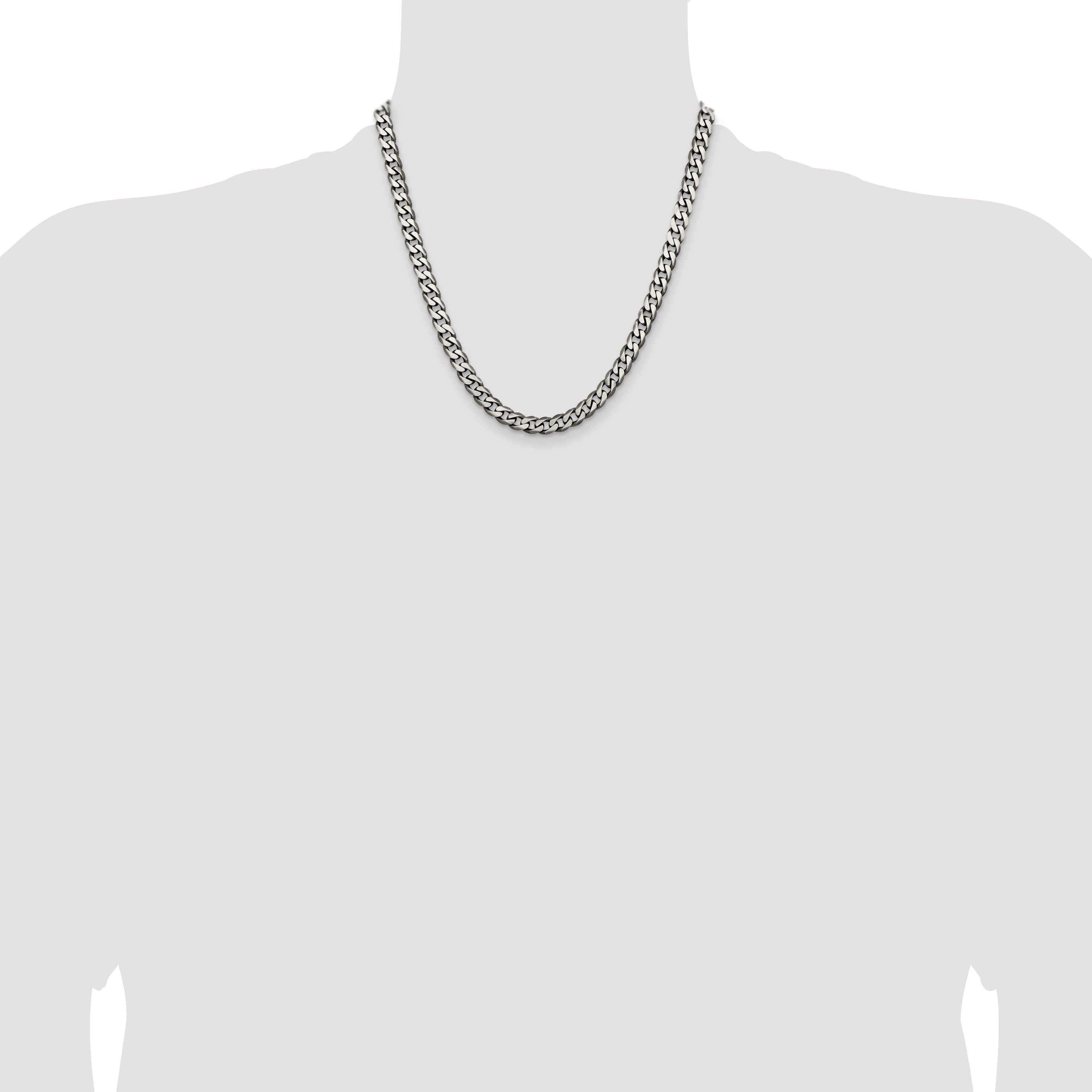 Sterling Silver Antiqued 6.5mm Curb Chain
