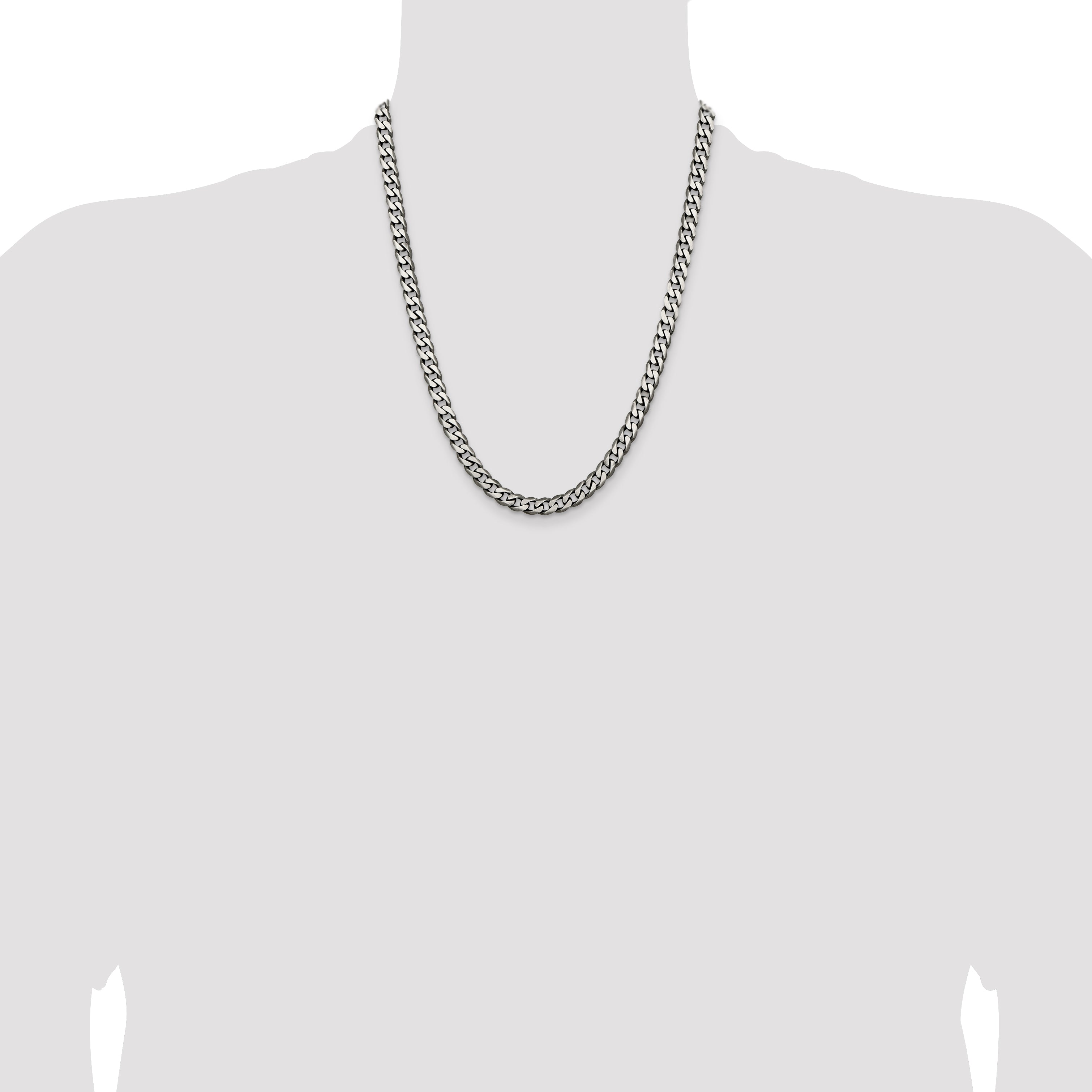Sterling Silver Antiqued 6.5mm Curb Chain
