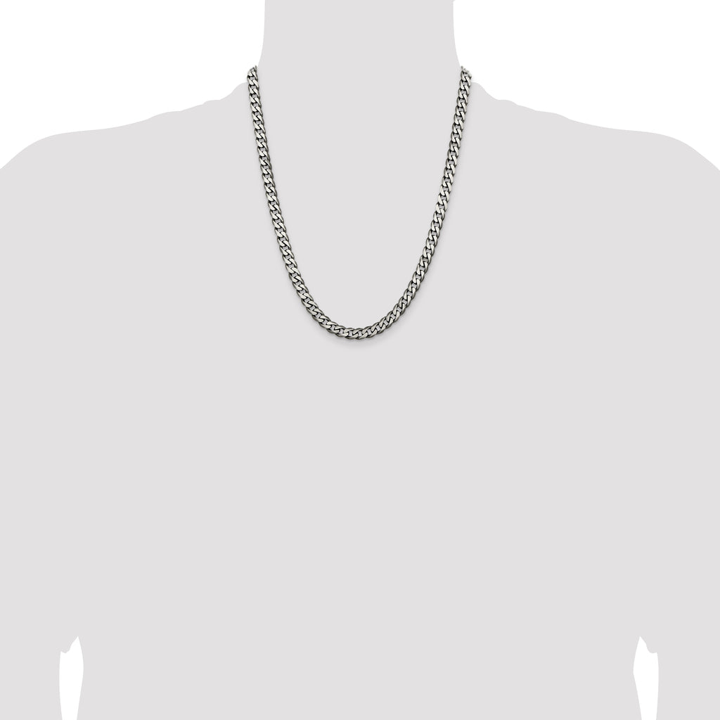 Sterling Silver Antiqued 6.5mm Curb Chain