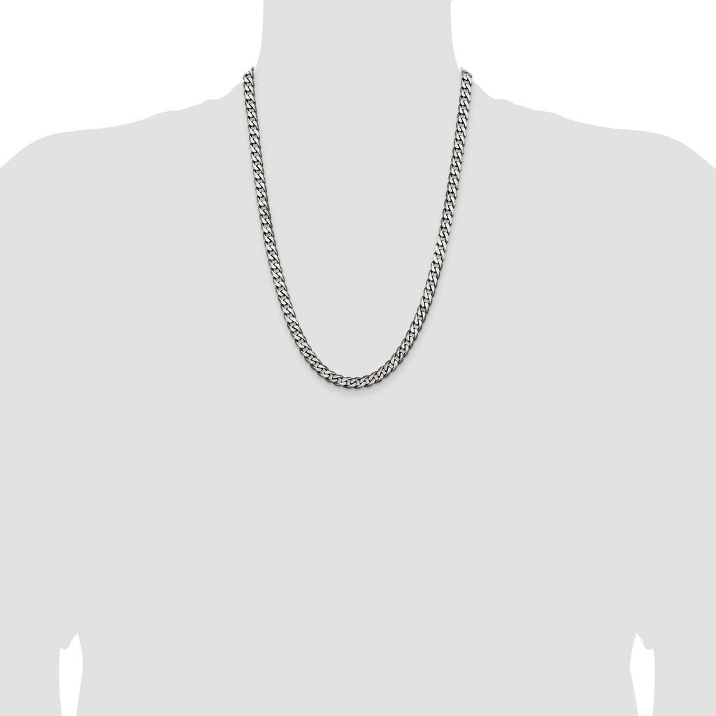 Sterling Silver Antiqued 6.5mm Curb Chain