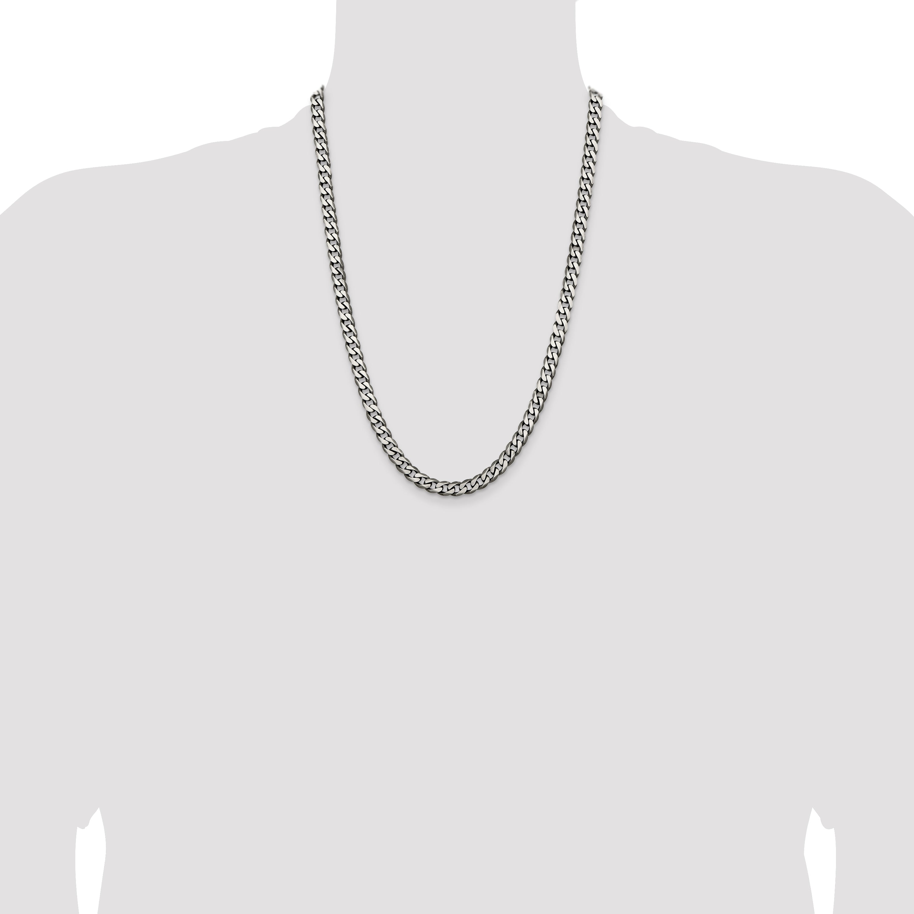 Sterling Silver Antiqued 6.5mm Curb Chain